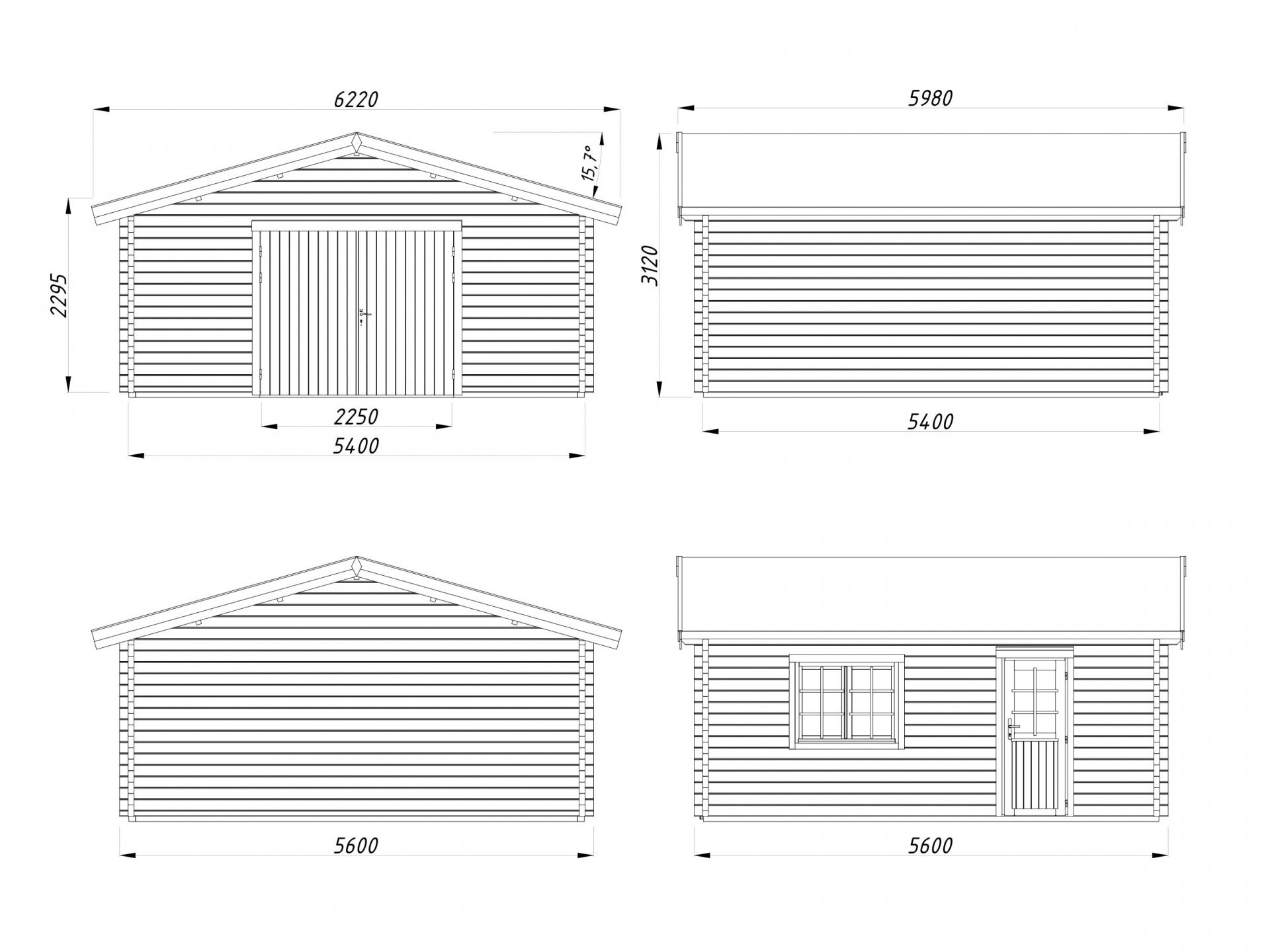 Palmako Holzgarage Roger 27,7 m² mit Holztor