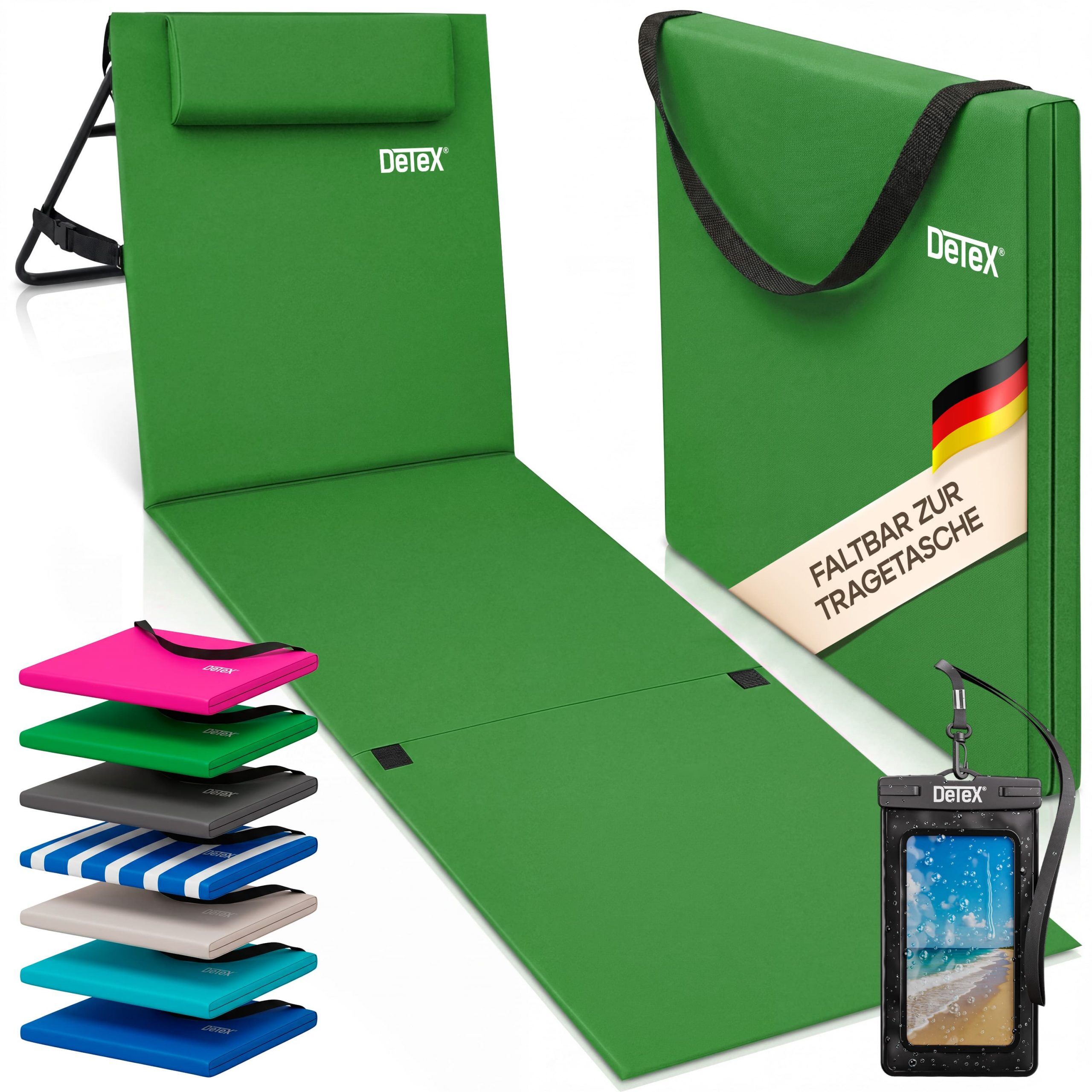 Strandmatte Grün 158x56x46cm gepolstert