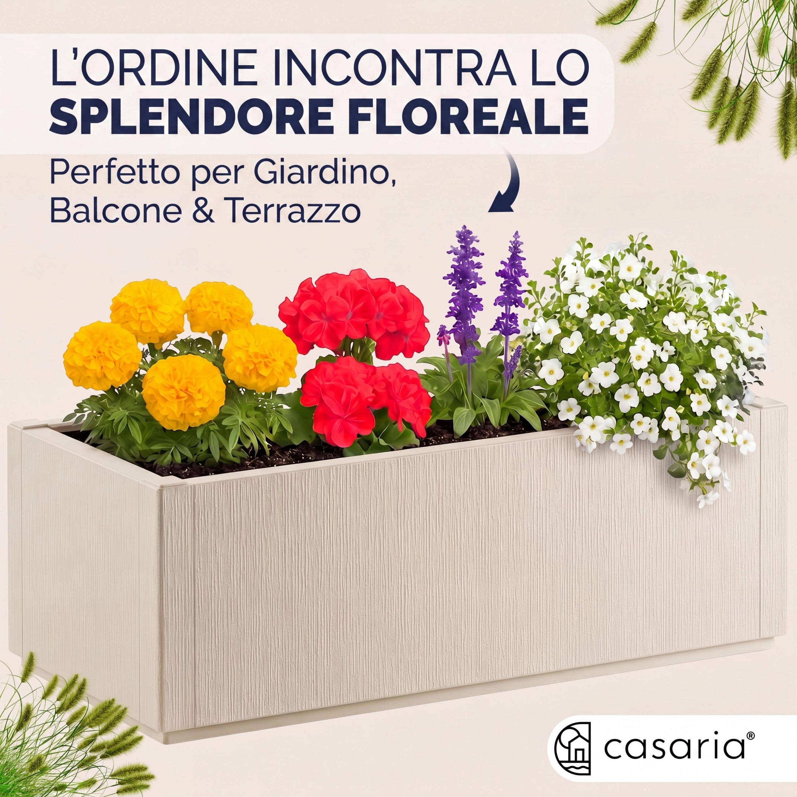 Blumentopf Ethica Kreideweiß Kunststoff 80x36x36cm
