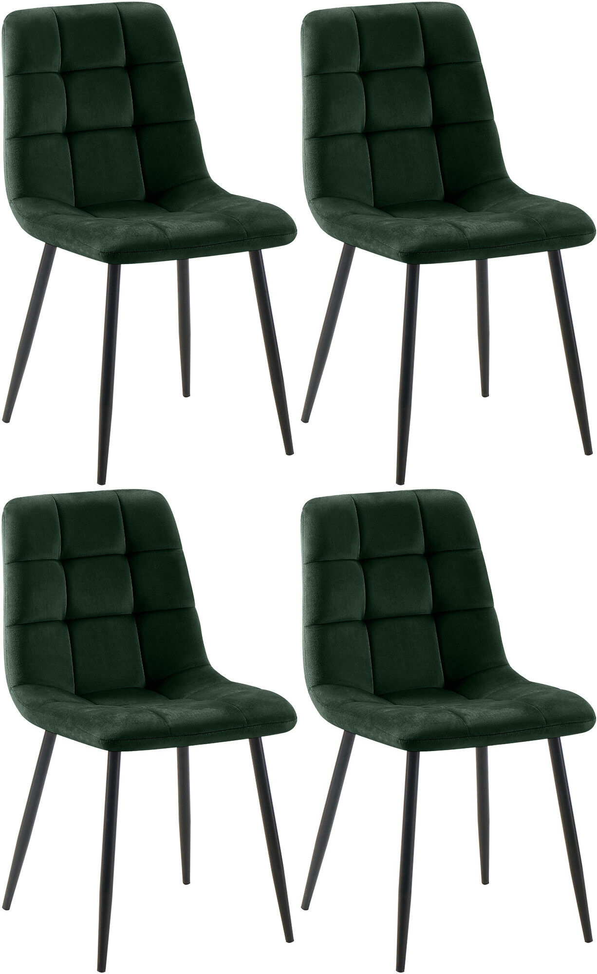 4er Set Esszimmerstuhl Tilde Samt, grün