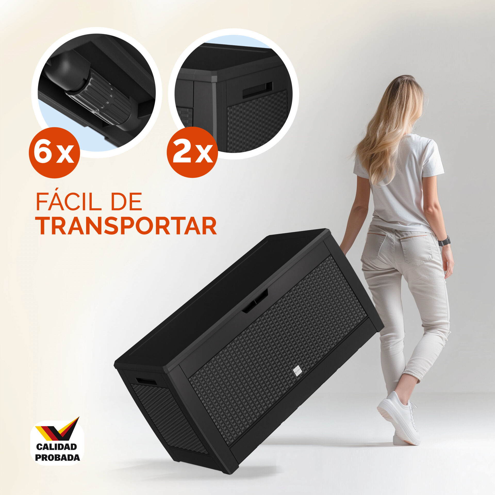 Gartenbox Rato 310L Anthrazit Rattan Optik wasserdicht