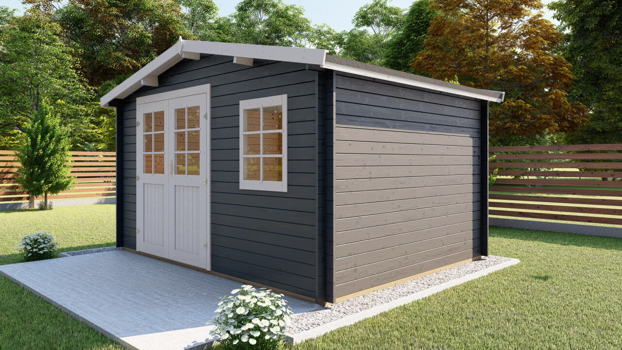 Gartenhaus Schweden 19 – 28 mm Blockbohlen mit Doppeltür