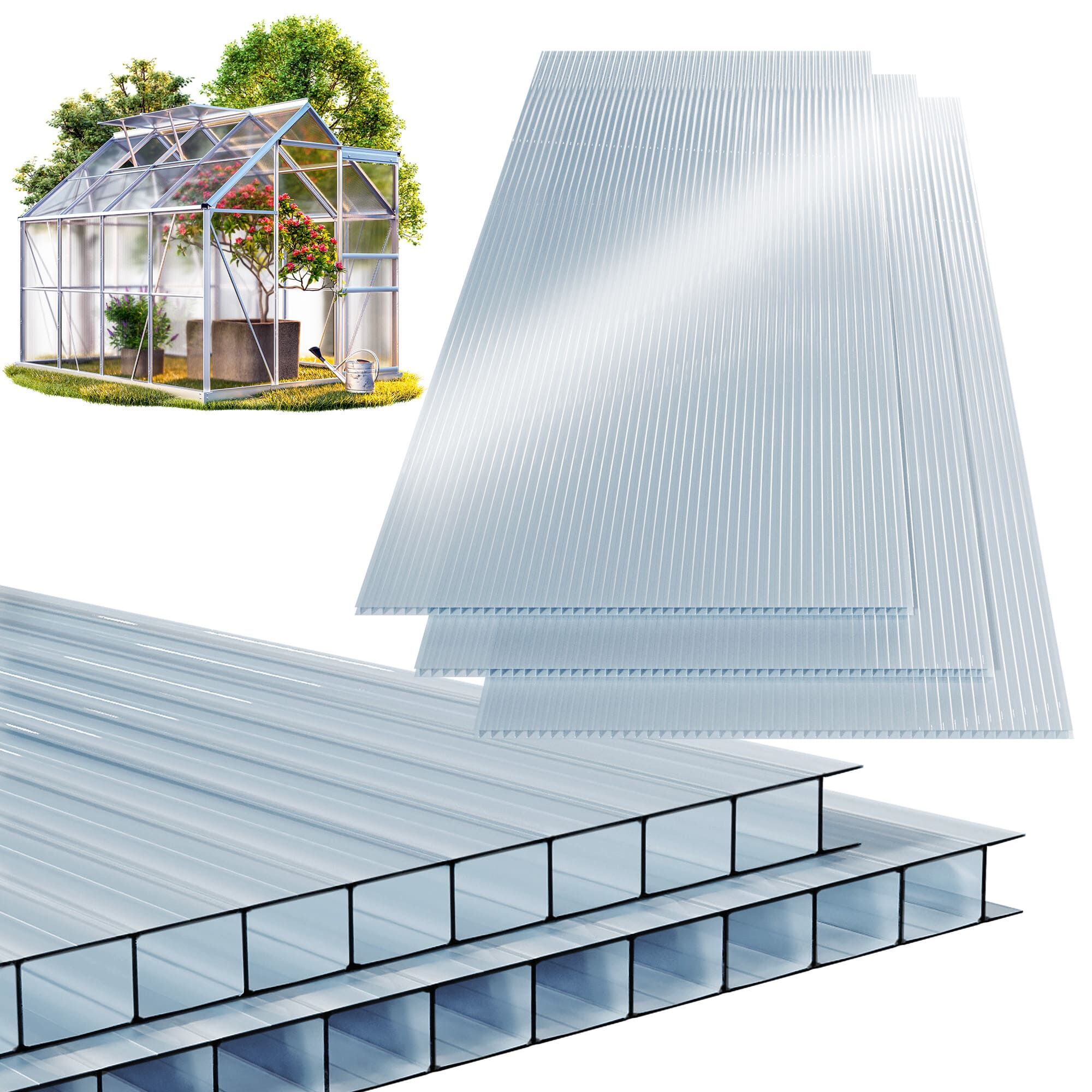 Doppelstegplatten 10er-Set 6mm transparent 7m² UV-beständig bruchfest