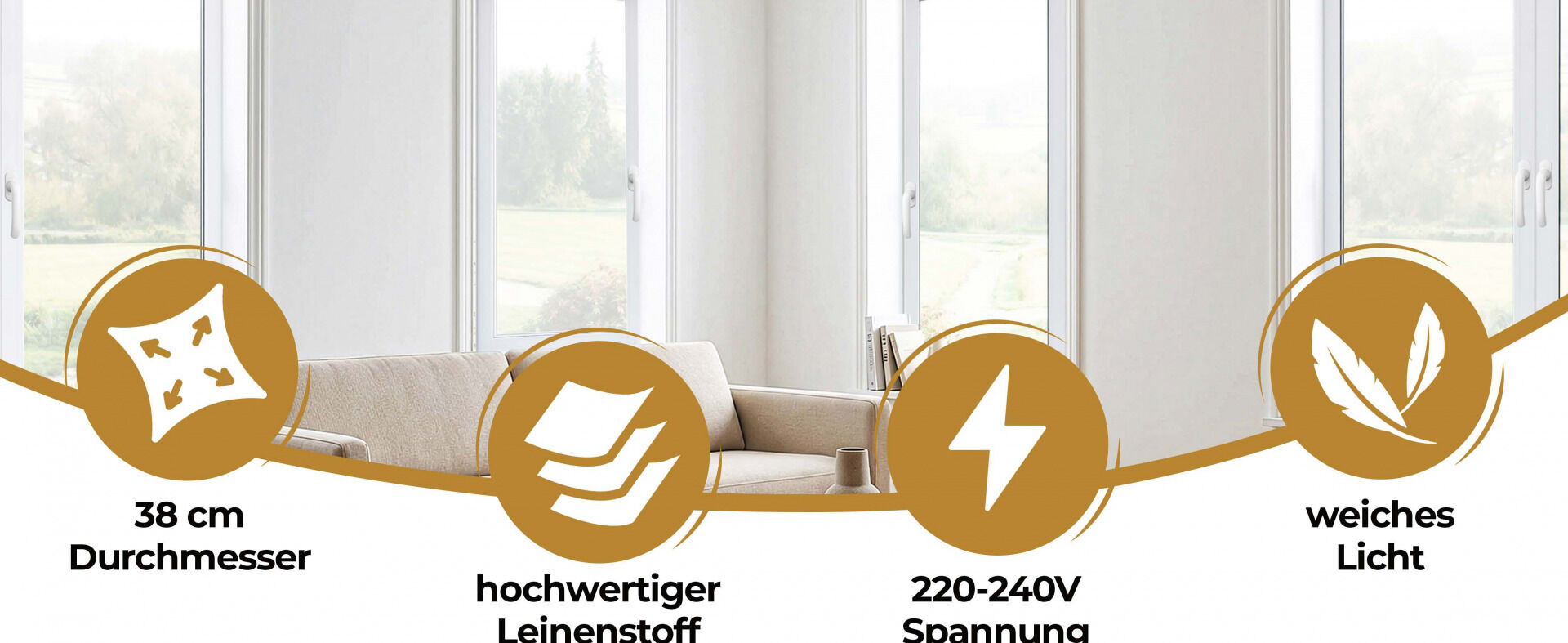 Deckenlampe Grau Stoff Ø38cm