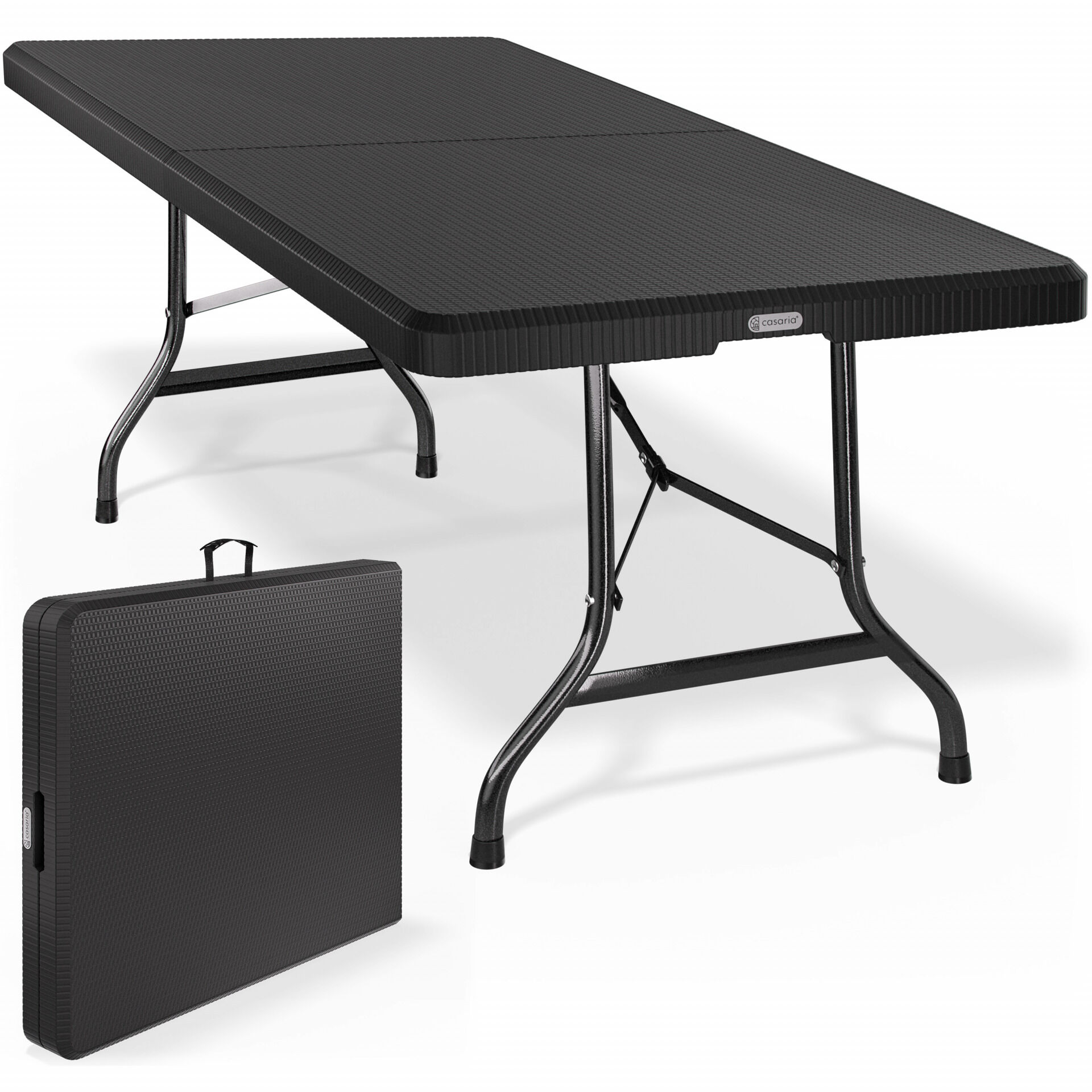 Gartentisch Schwarz Rattan-Look 180x75x73cm klappbar