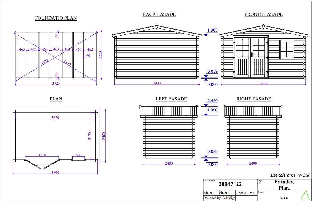 Gartenhaus Schweden 21 – 28 mm Blockbohlen Gartenhaus mit Doppeltür