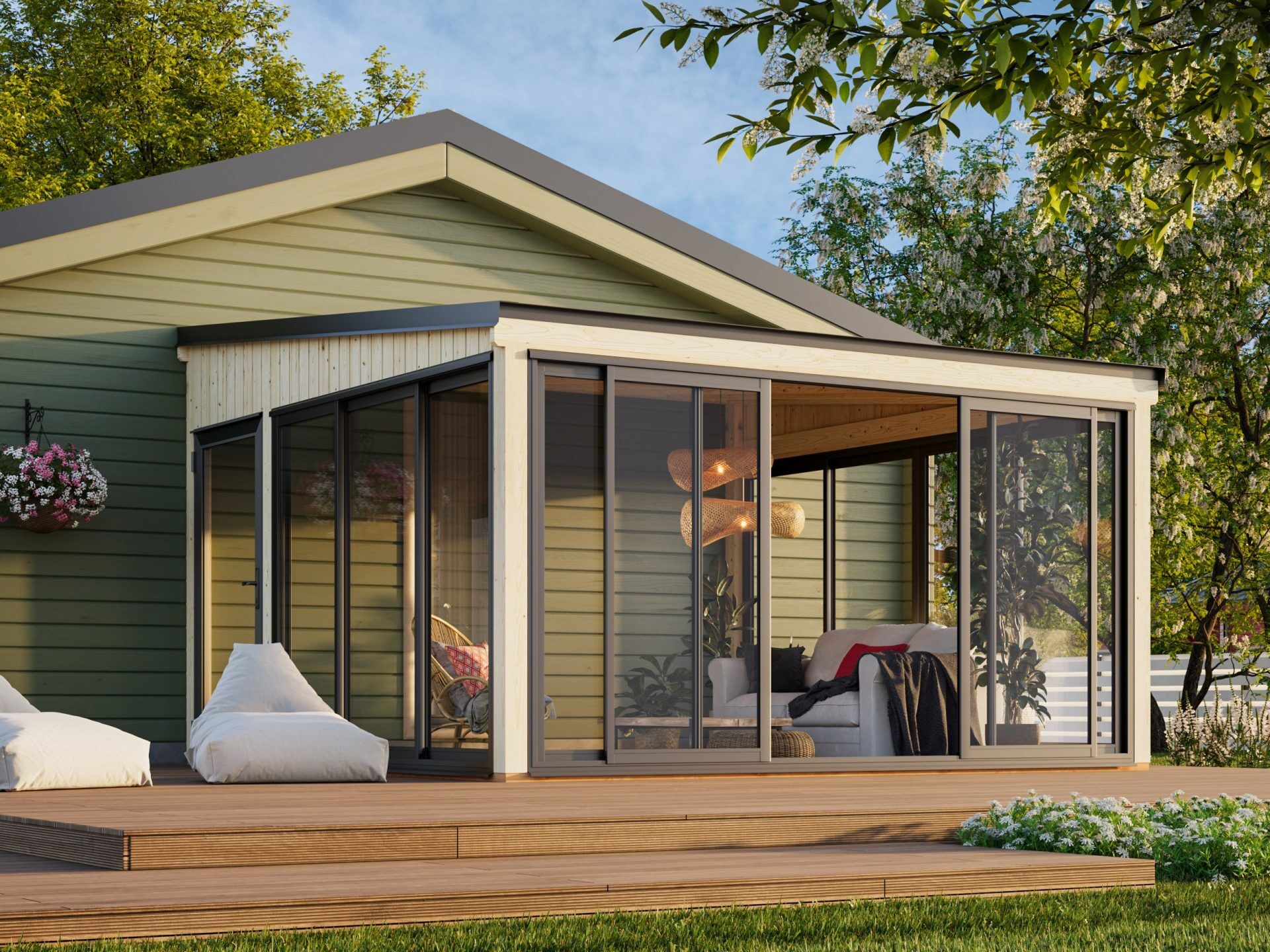 Palmako Gartenzimmer Glashaus Lumi 16,6 m² Slide Plus