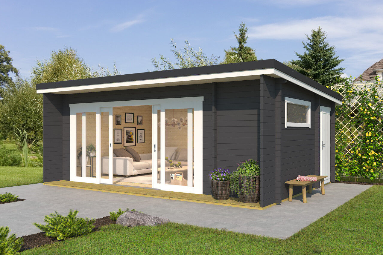 Flachdach Gartenhaus Lasita Maja Java