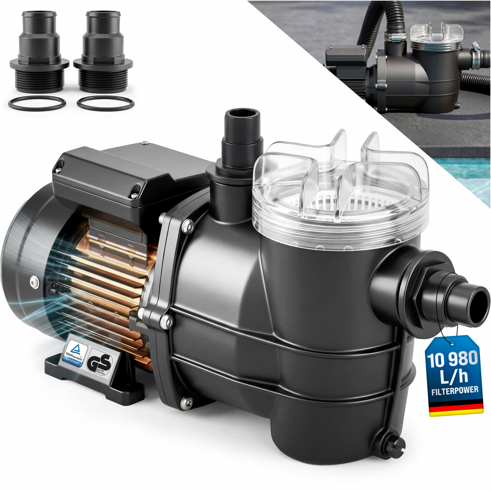 Pumpe Sandfilteranlagen 10980 L/h inkl Vorfilter