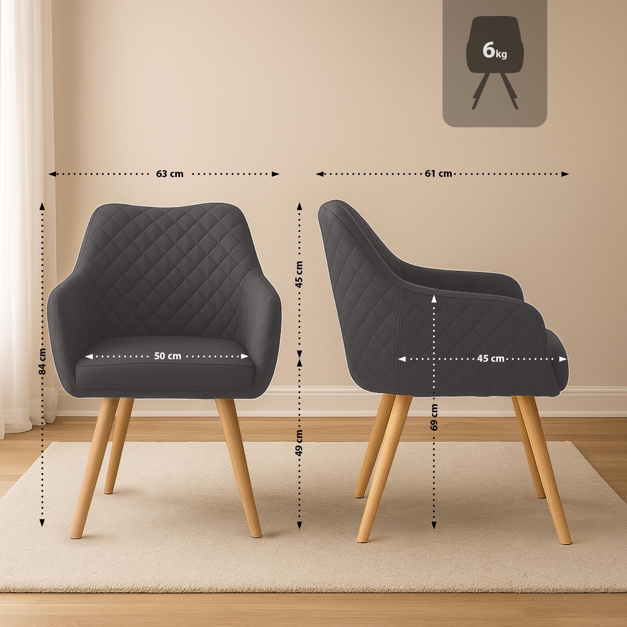 Esszimmerstuhl Gent Stoff natura, dunkelgrau