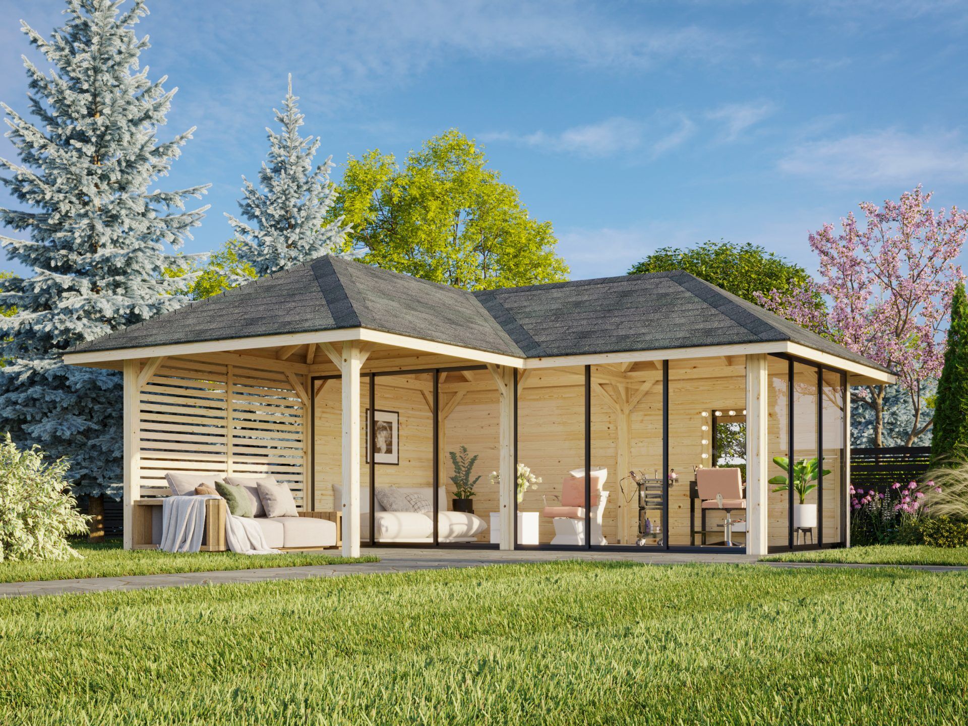 Palmako Pavillon Bianca 24,9 m² Set 514 Slide Plus