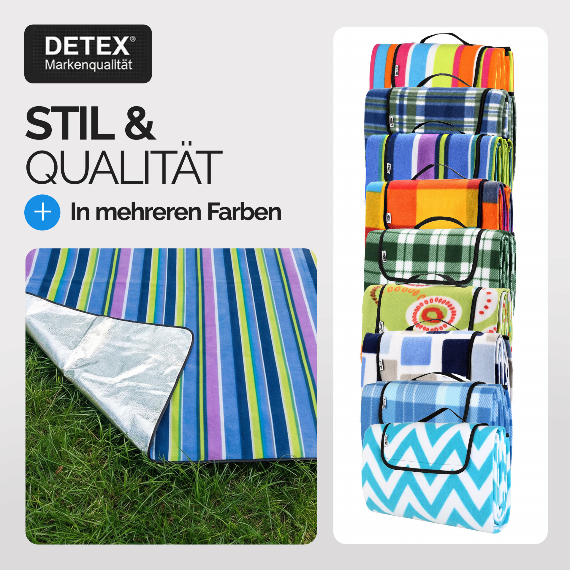 Picknickdecke Streifen 2x2m