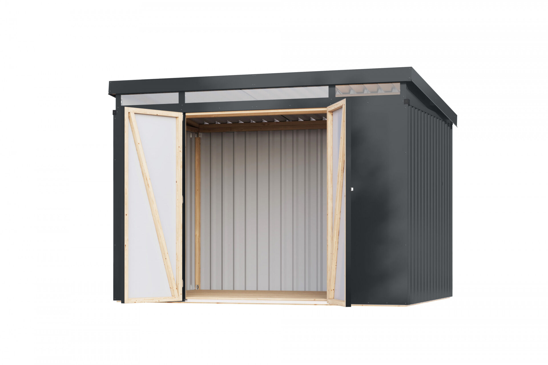 Karibu Pultdach Metall Gartenhaus Iridium 3, graualuminium