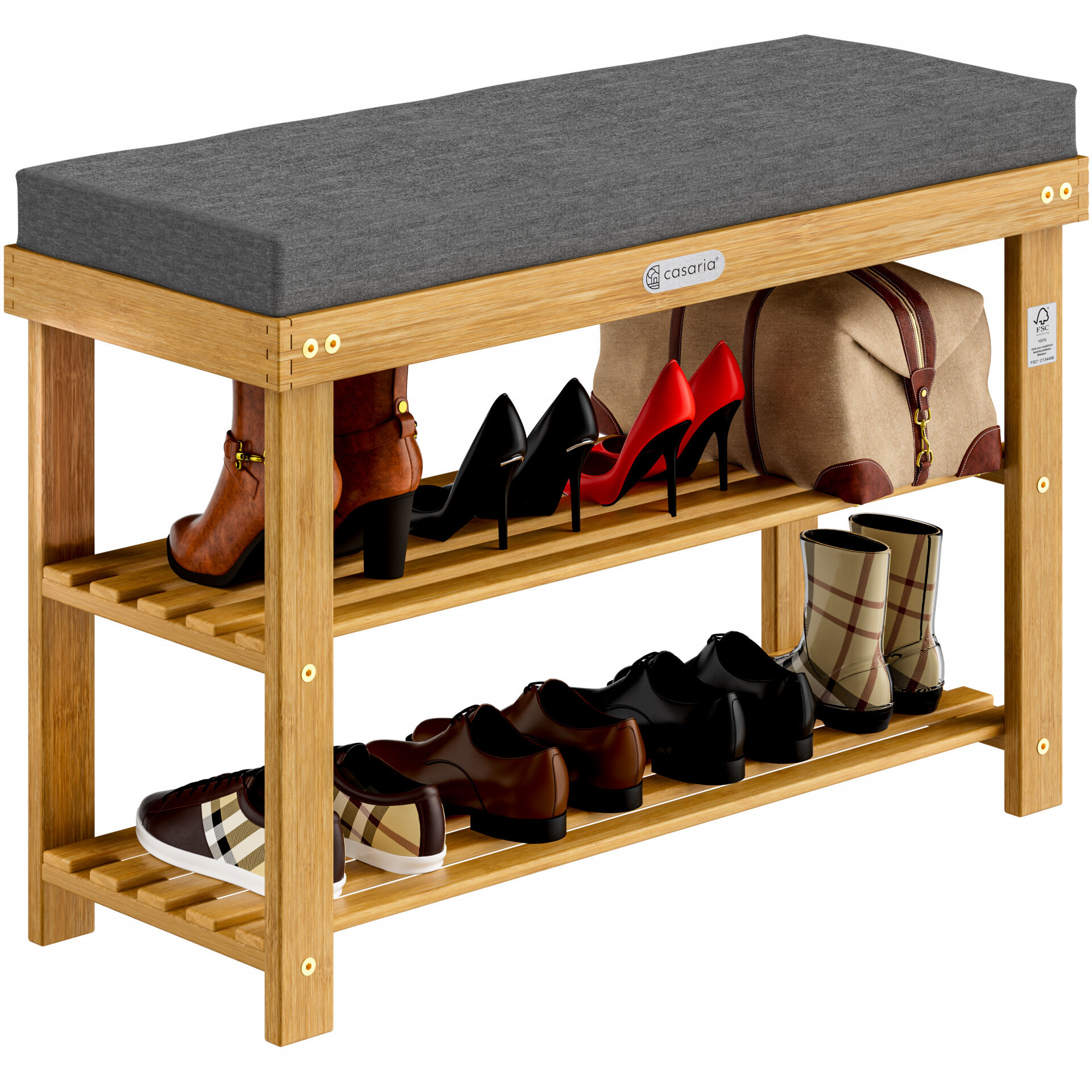 Schuhbank FSC®-zertifiziertes Akazienholz 90x30x48cm