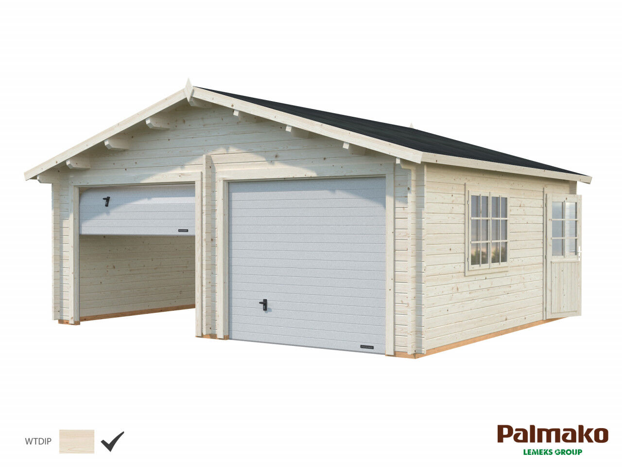 Palmako Holzgarage Roger 28,4 m² mit Sektionaltor
