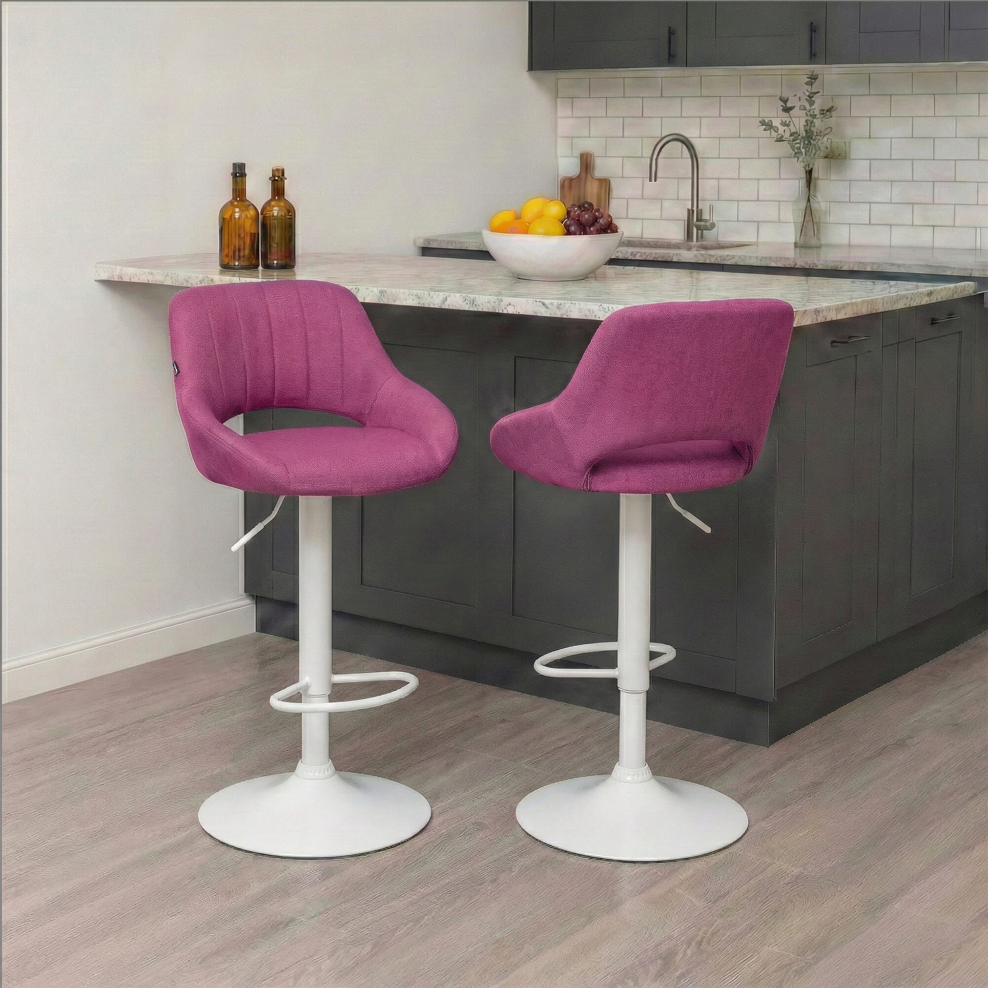 Barhocker Milet Stoff weiß, lila