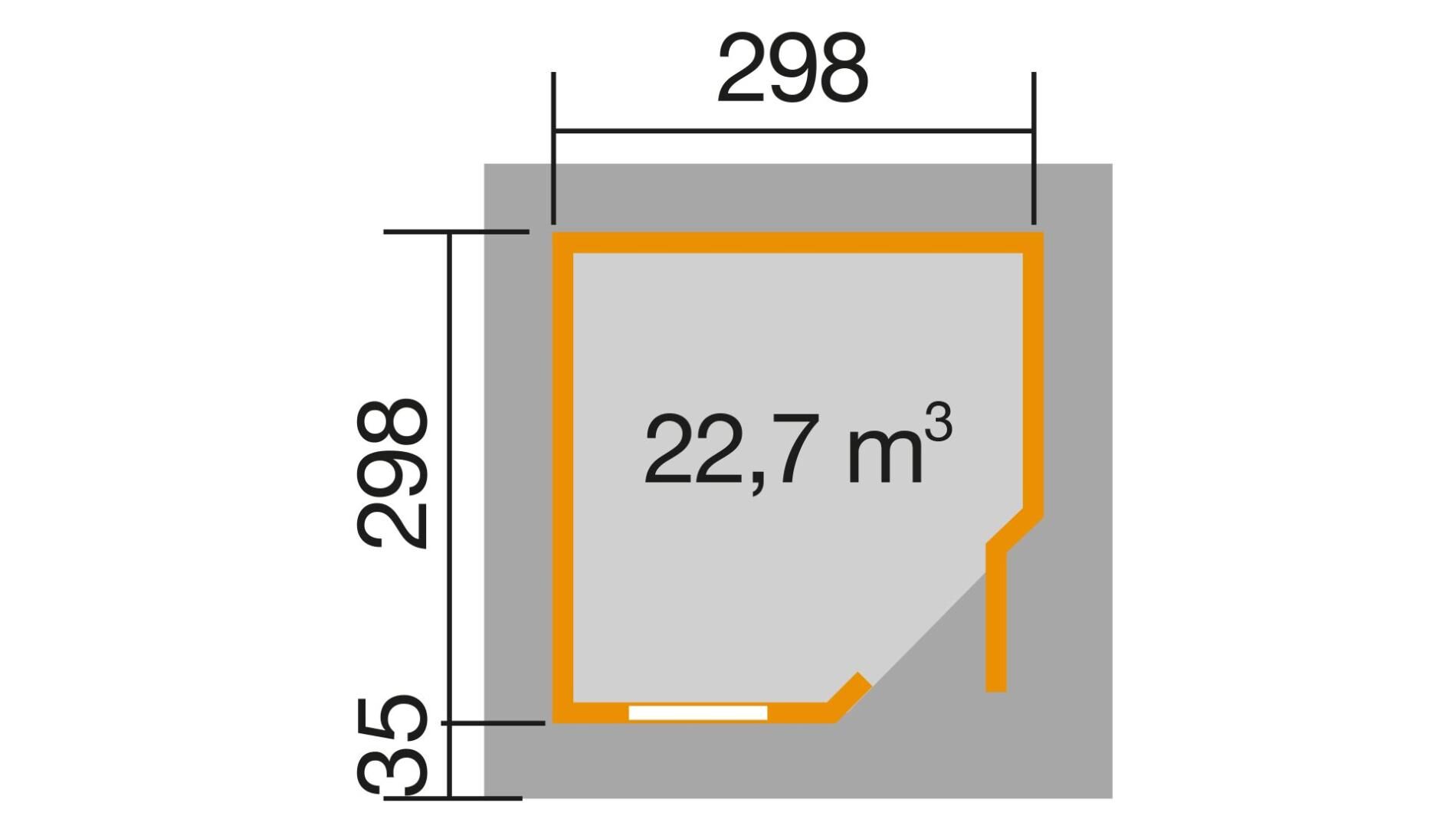 weka Design-Gartenhaus 213 Plus 3,4x3,4m, Naturbelassen