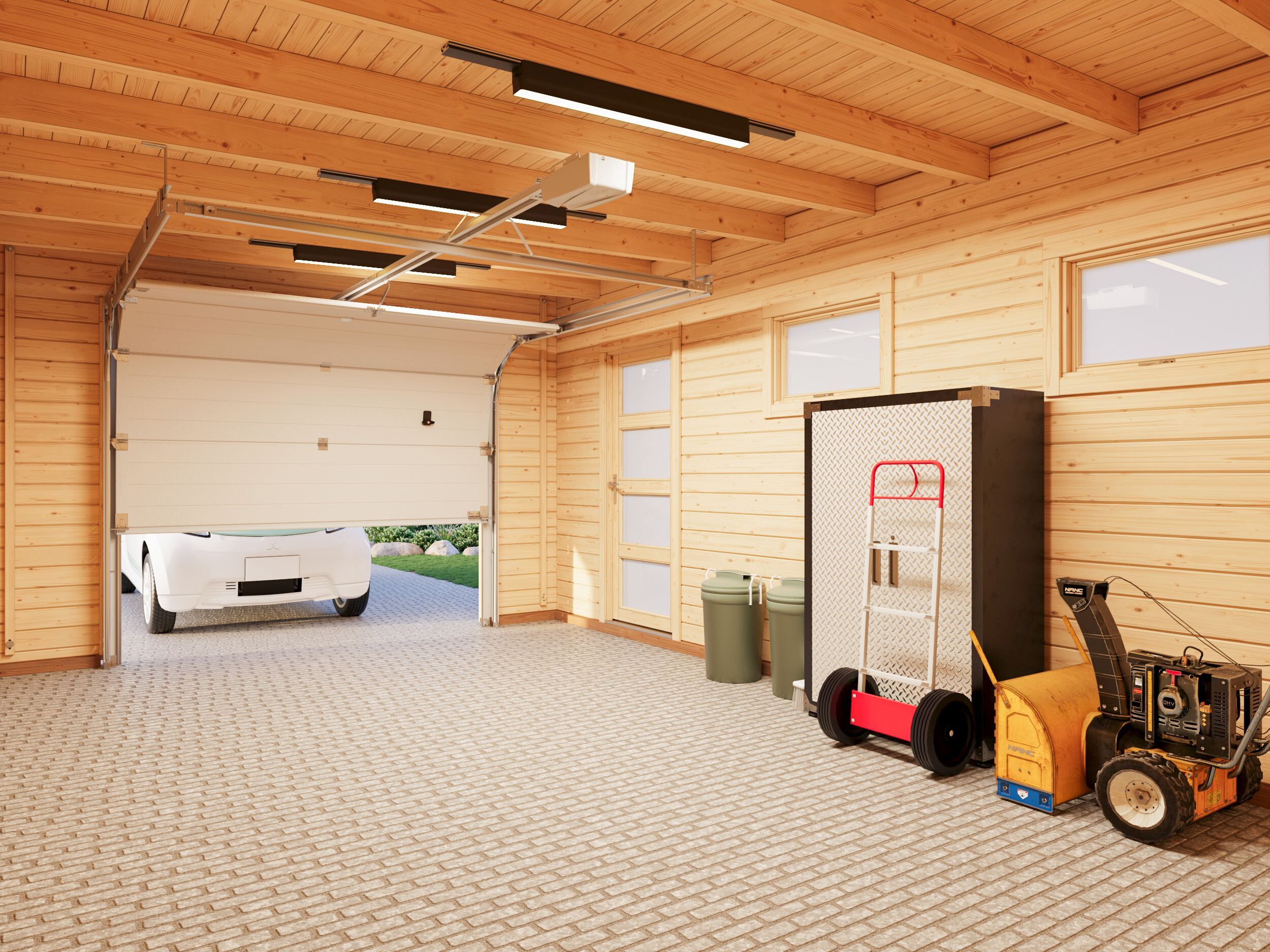 Flachdach Holzgarage Rasmus 19,0 m² mit Sektionaltor