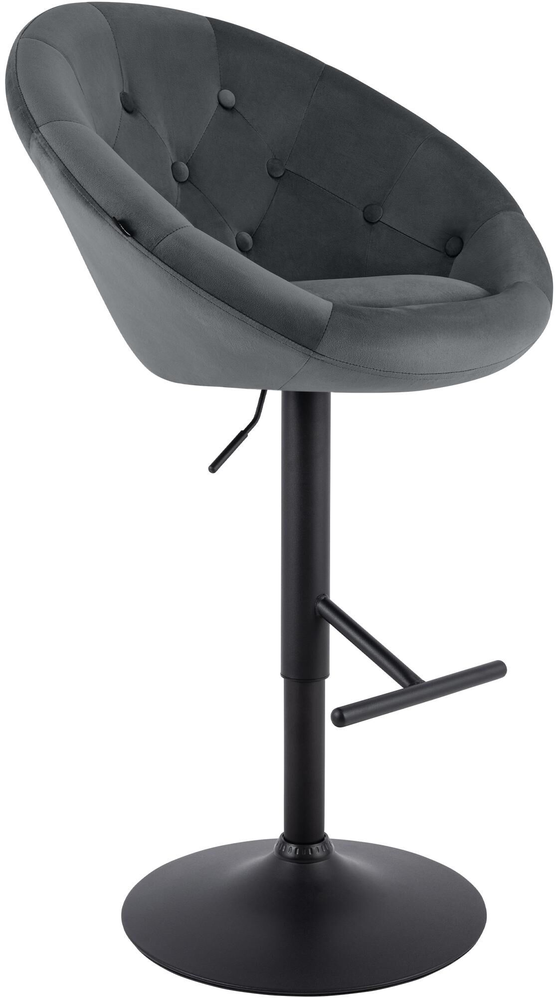 Barhocker London Samt schwarz, dunkelgrau