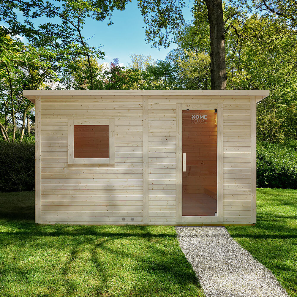Saunahaus Outdoor mit Vorraum TALO XL - 400 x 217 cm für 5 Personen