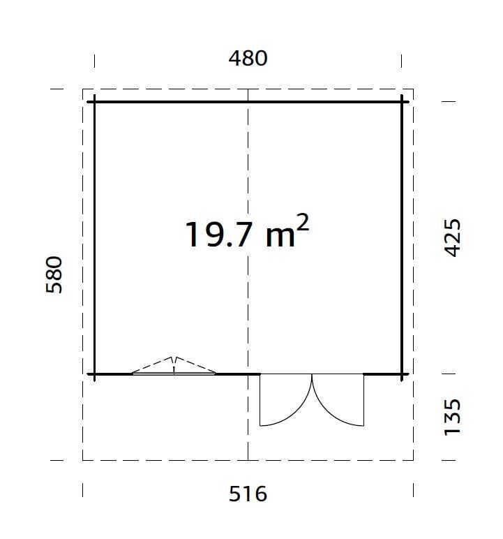 Palmako Gartenhaus BRITTA 19,7 m² Grundriss