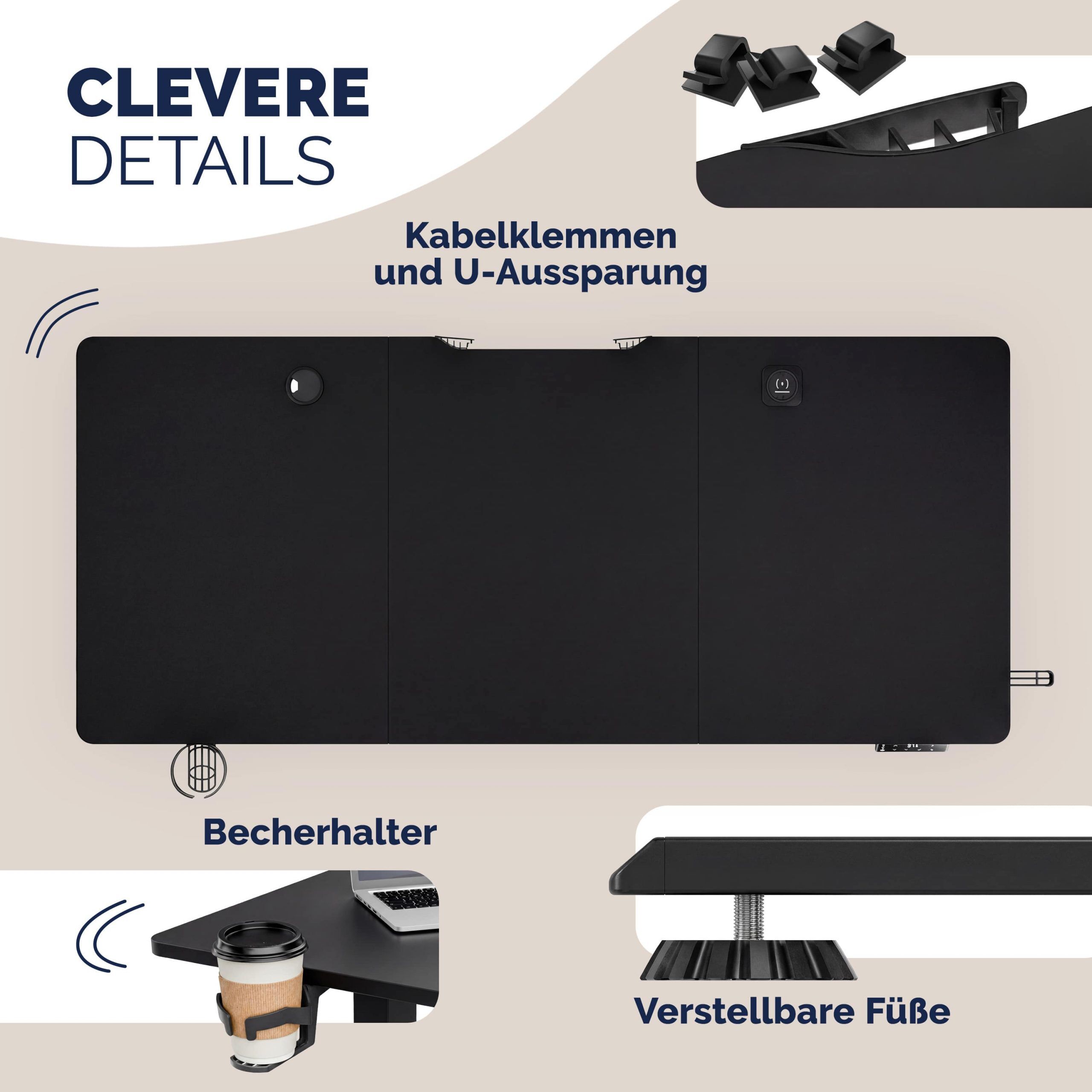 Höhenverstellbarer Schreibtisch Schwarz 120x60x72-117cm