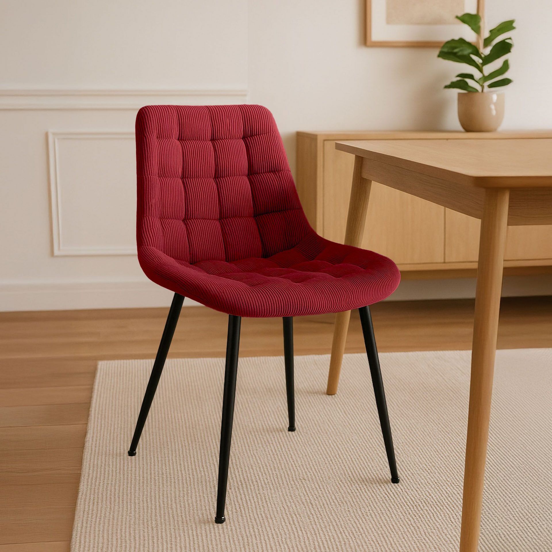 Esszimmerstuhl Sardna Cord, bordeauxrot