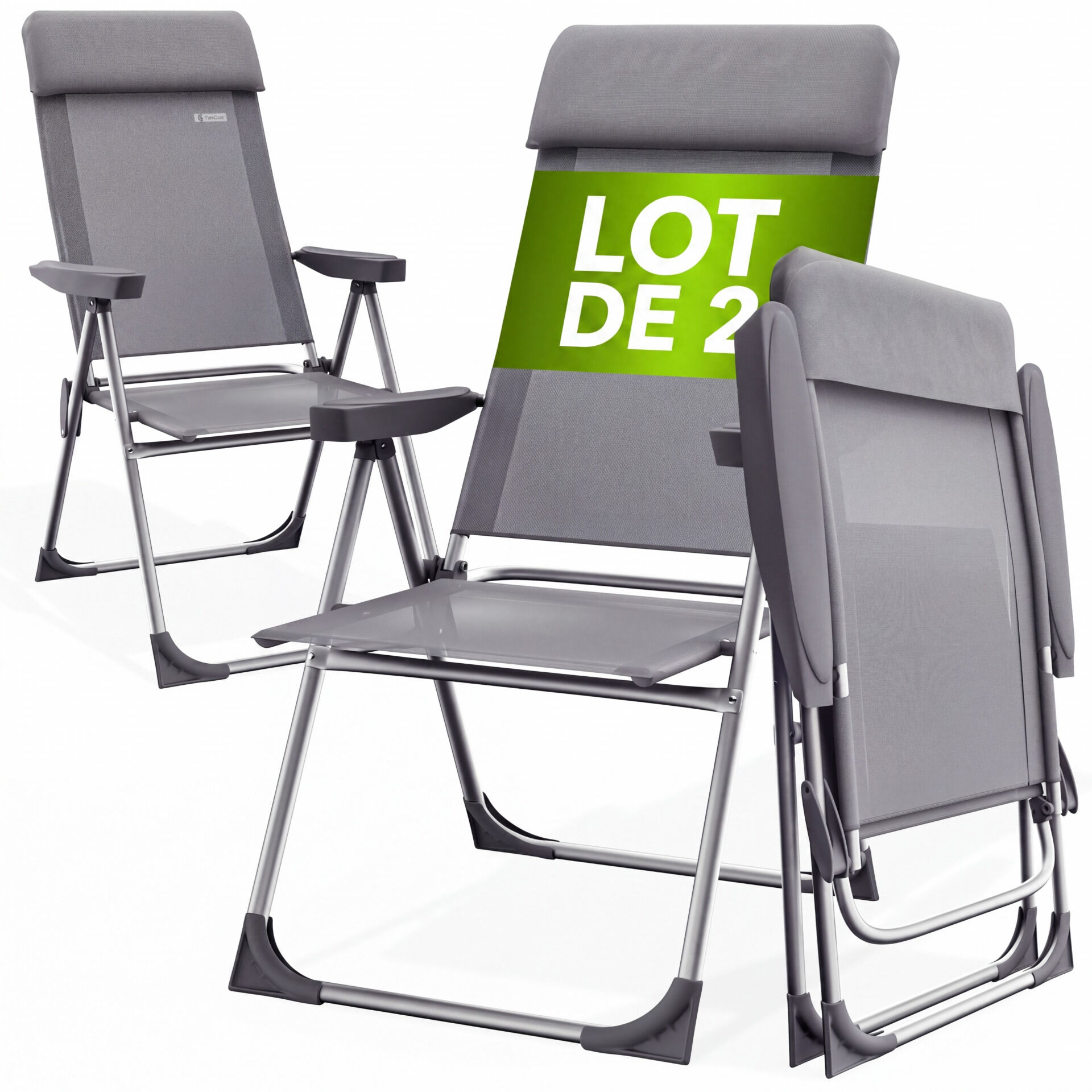Gartenstuhl 2er-Set Grau Alu klappbar