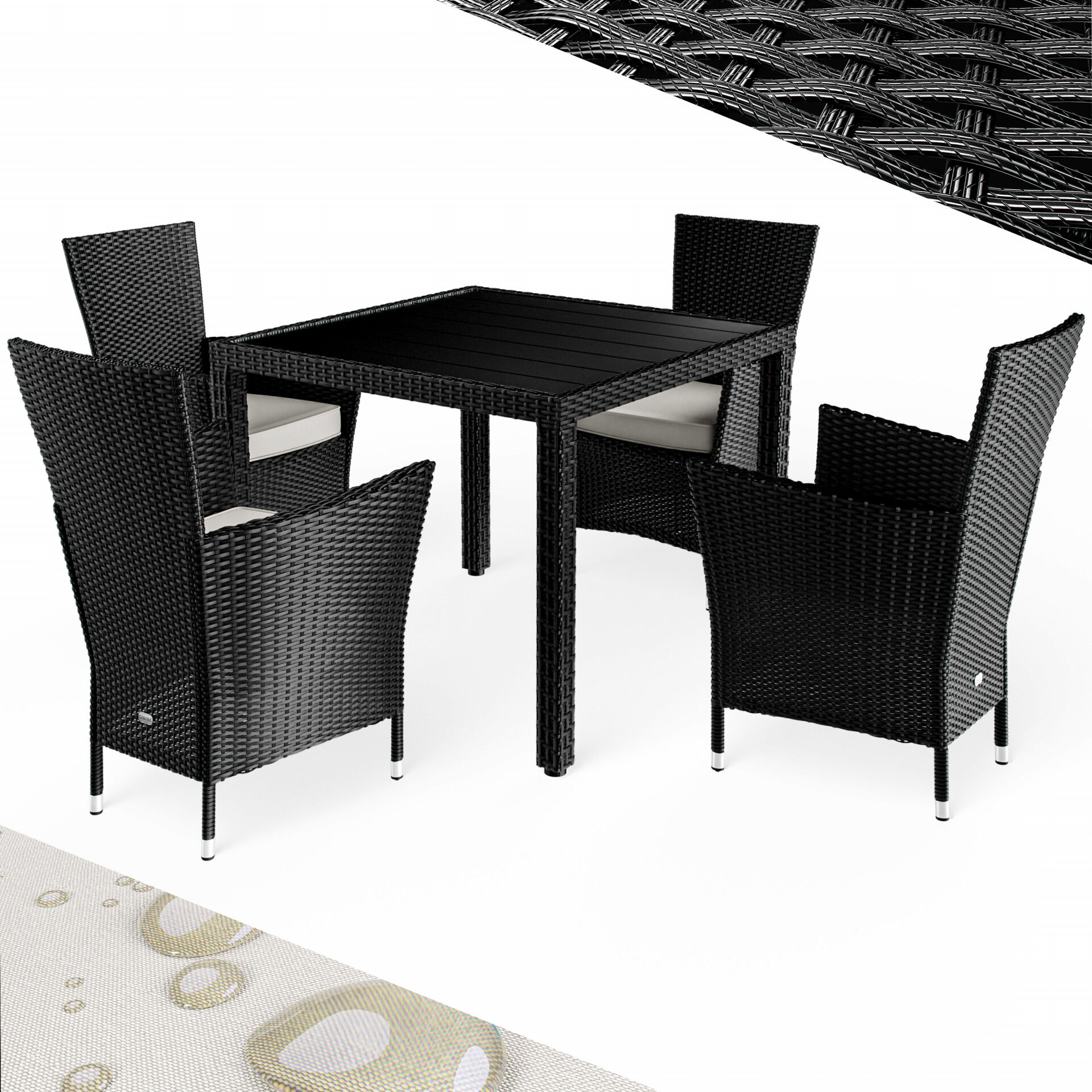 Polyrattan Garten-Sitzgruppe Riga 5-tlg Schwarz