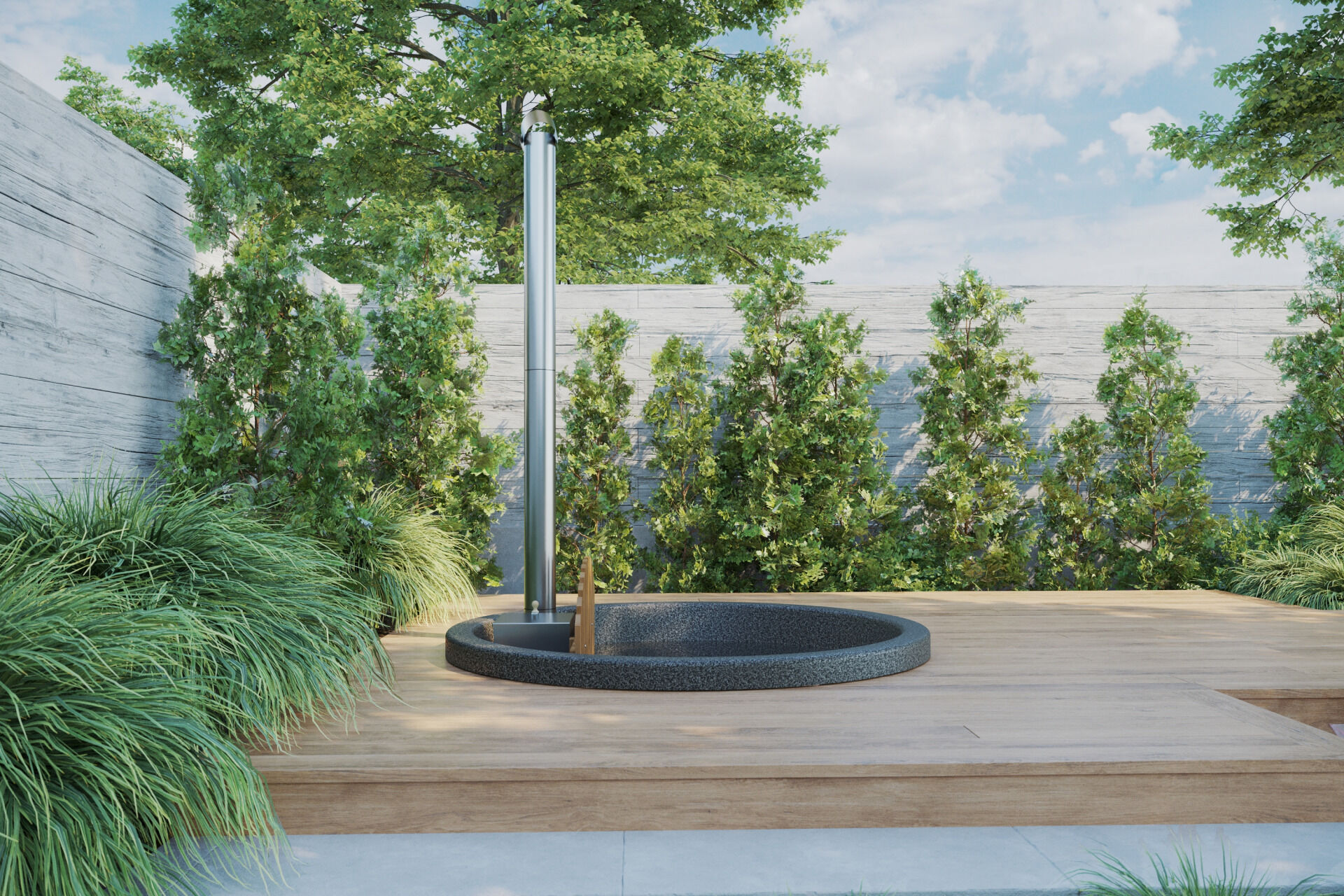 Badebottich Premium Innenofen Terrassenmodell Seitenansicht