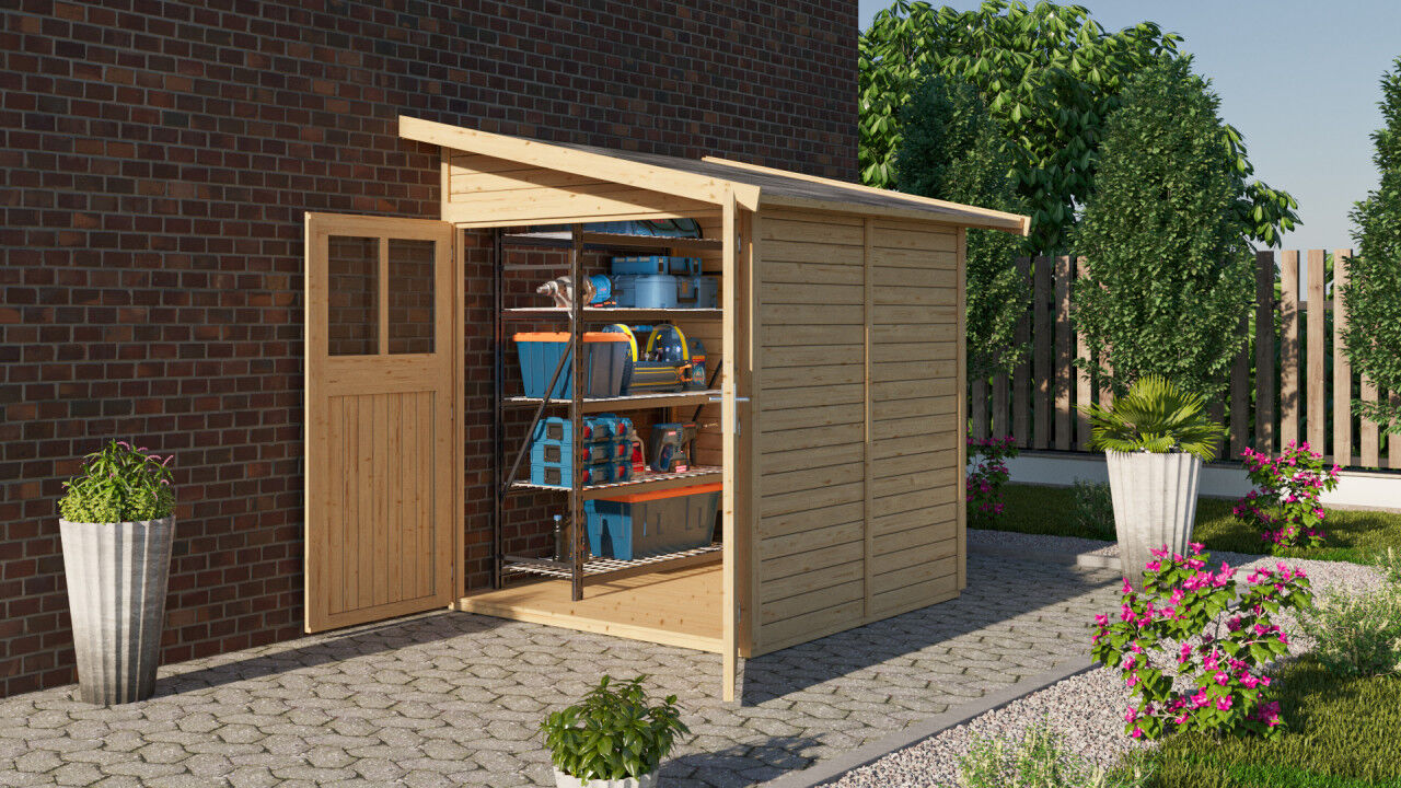 Karibu Pultdach Gartenhaus Wandlitz 2 natur