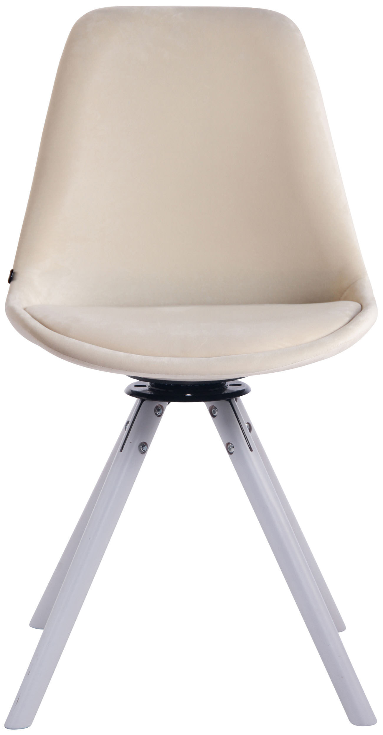 Esszimmerstuhl Troyes Samt Rund weiß, creme