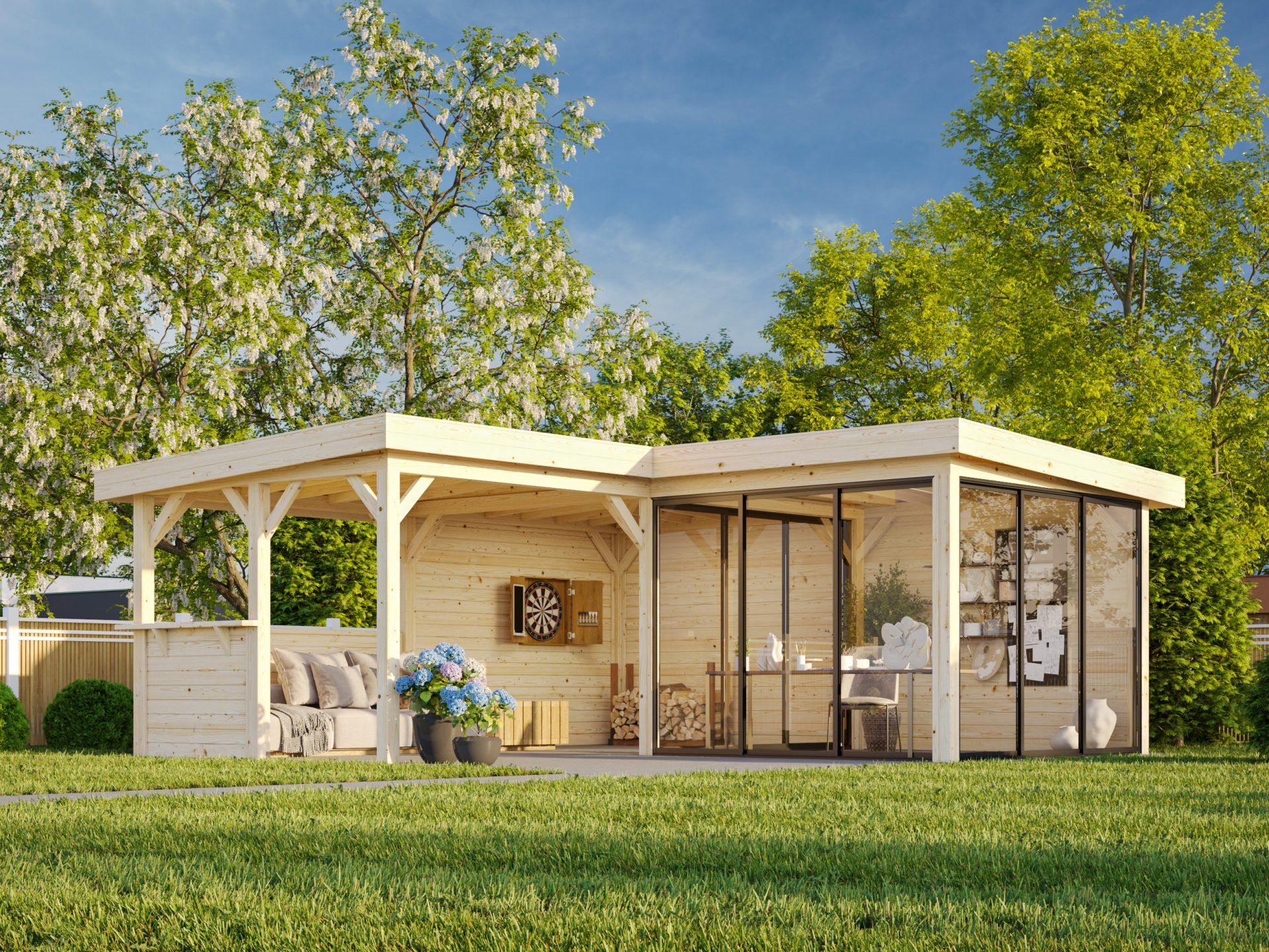 Palmako modernes Gartenhaus Lenna 24,9 m2 Set 410 Slide