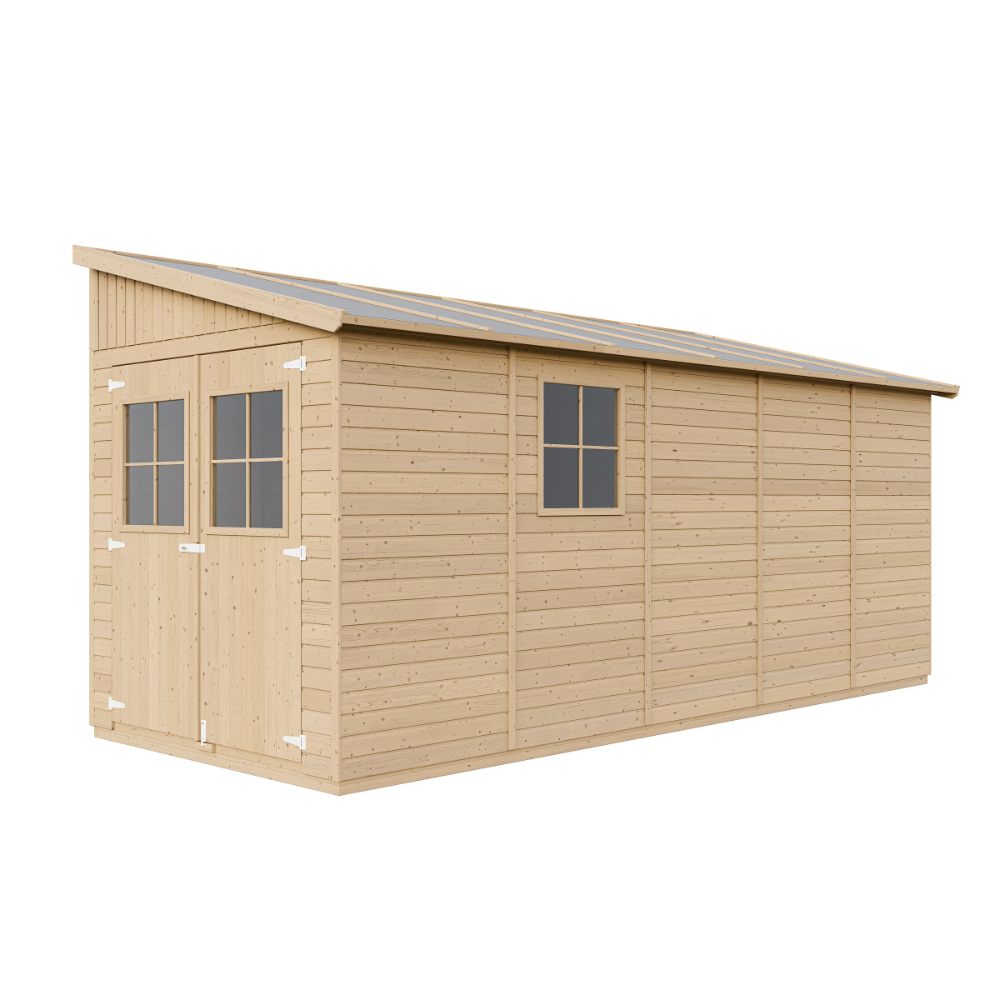 Holzschuppen M341A+M341G mit Boden – 205 x 493 cm – 10 m2