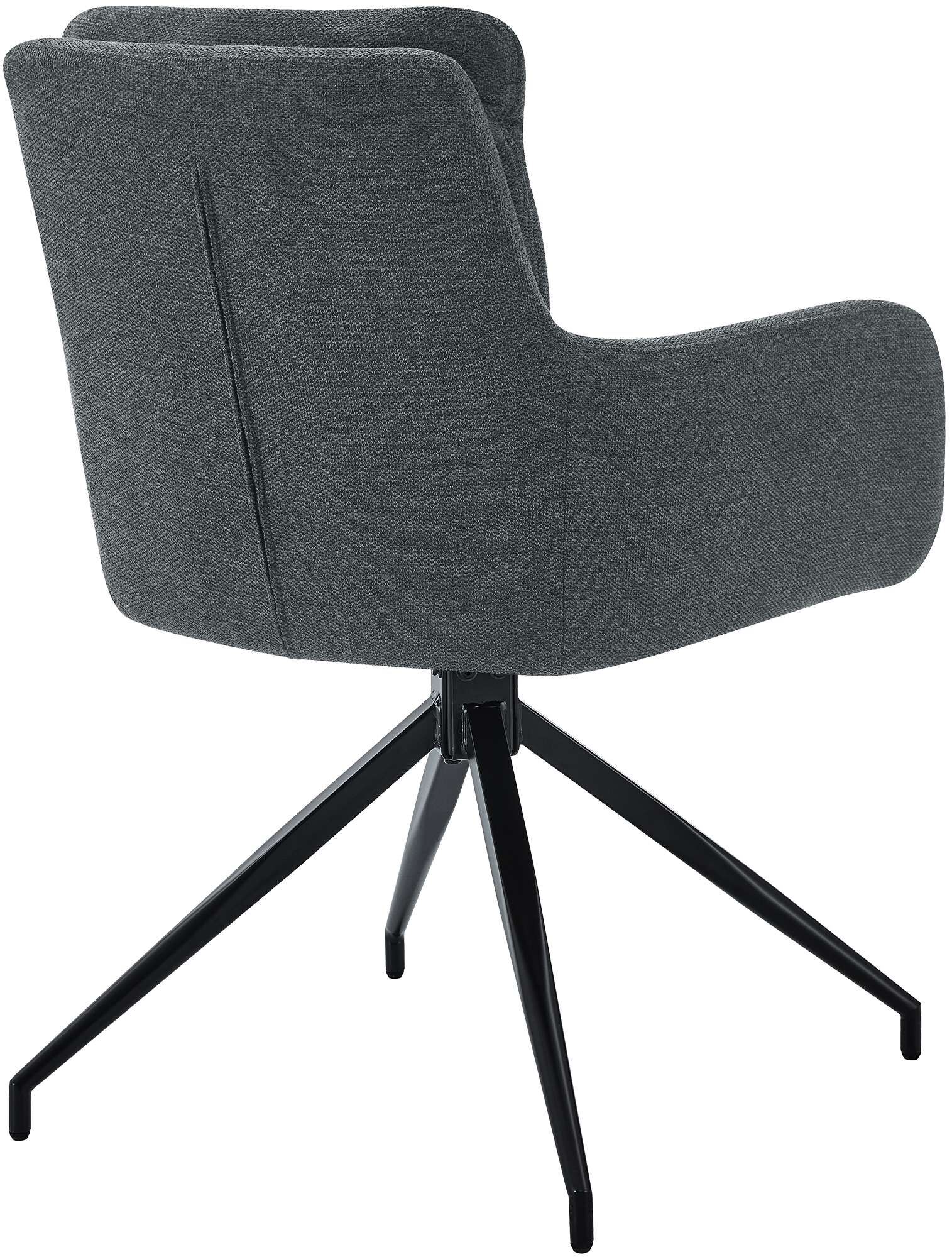 2er Set Esszimmerstuhl Somers Stoff, dunkelgrau