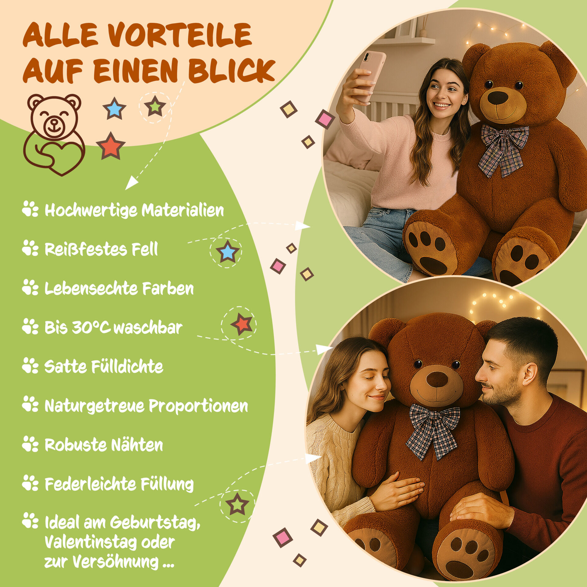 Plüschtier Teddybär XL Braun 100cm