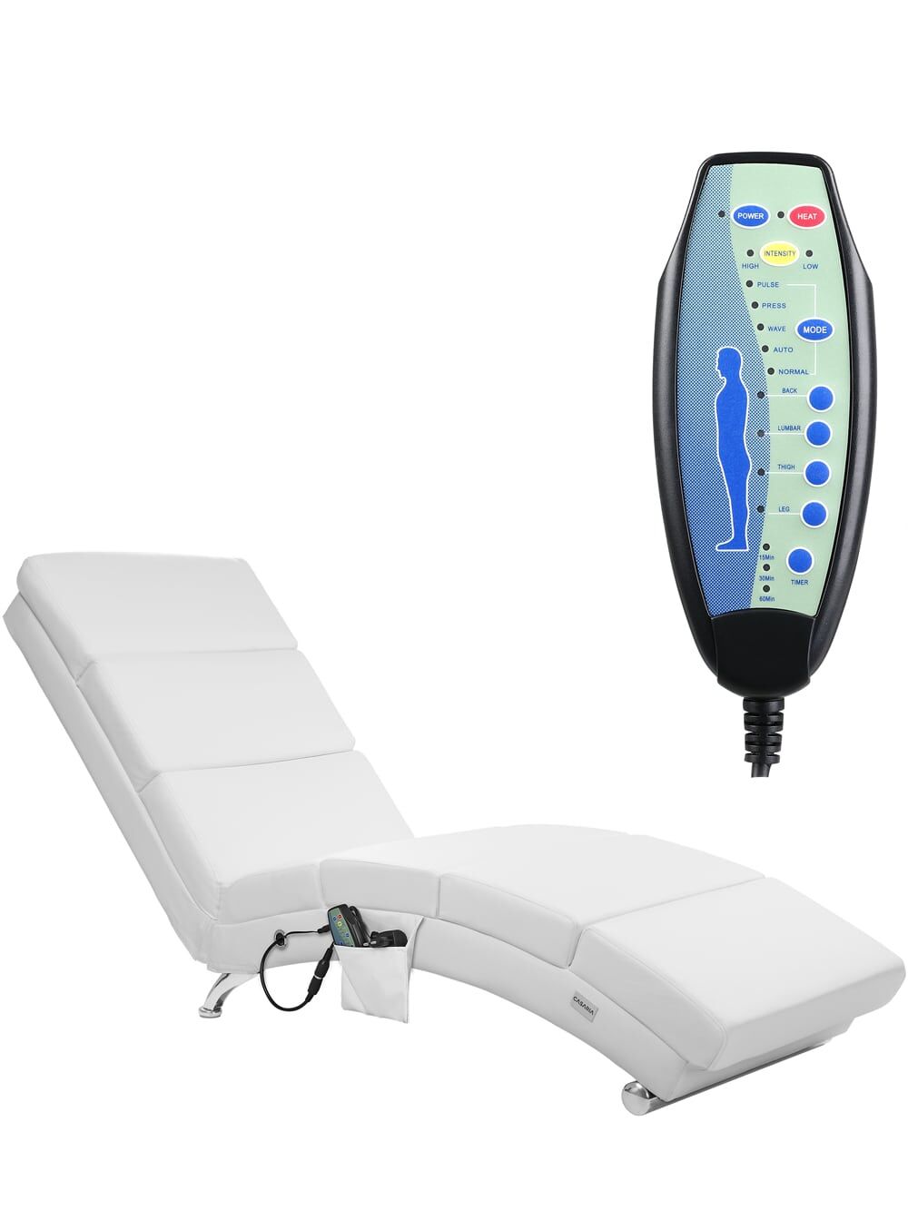 Relaxliege London Weiß mit Massage- + Heizfunktion