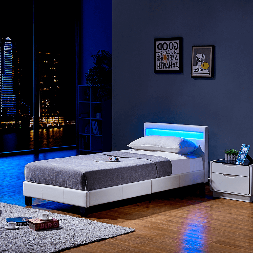 LED Bett ASTRO mit Matratze - 90 x 200 cm Weiß