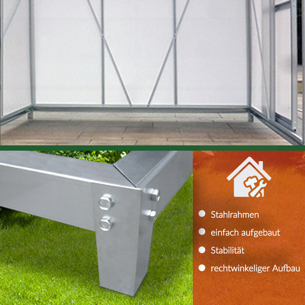 Stahlfundament verzinkt 190x122x12cm - für Anlehngewächshaus