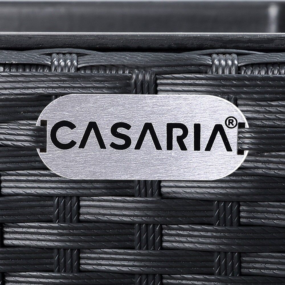 Polyrattan Blumentopf 3er-Set Schwarz