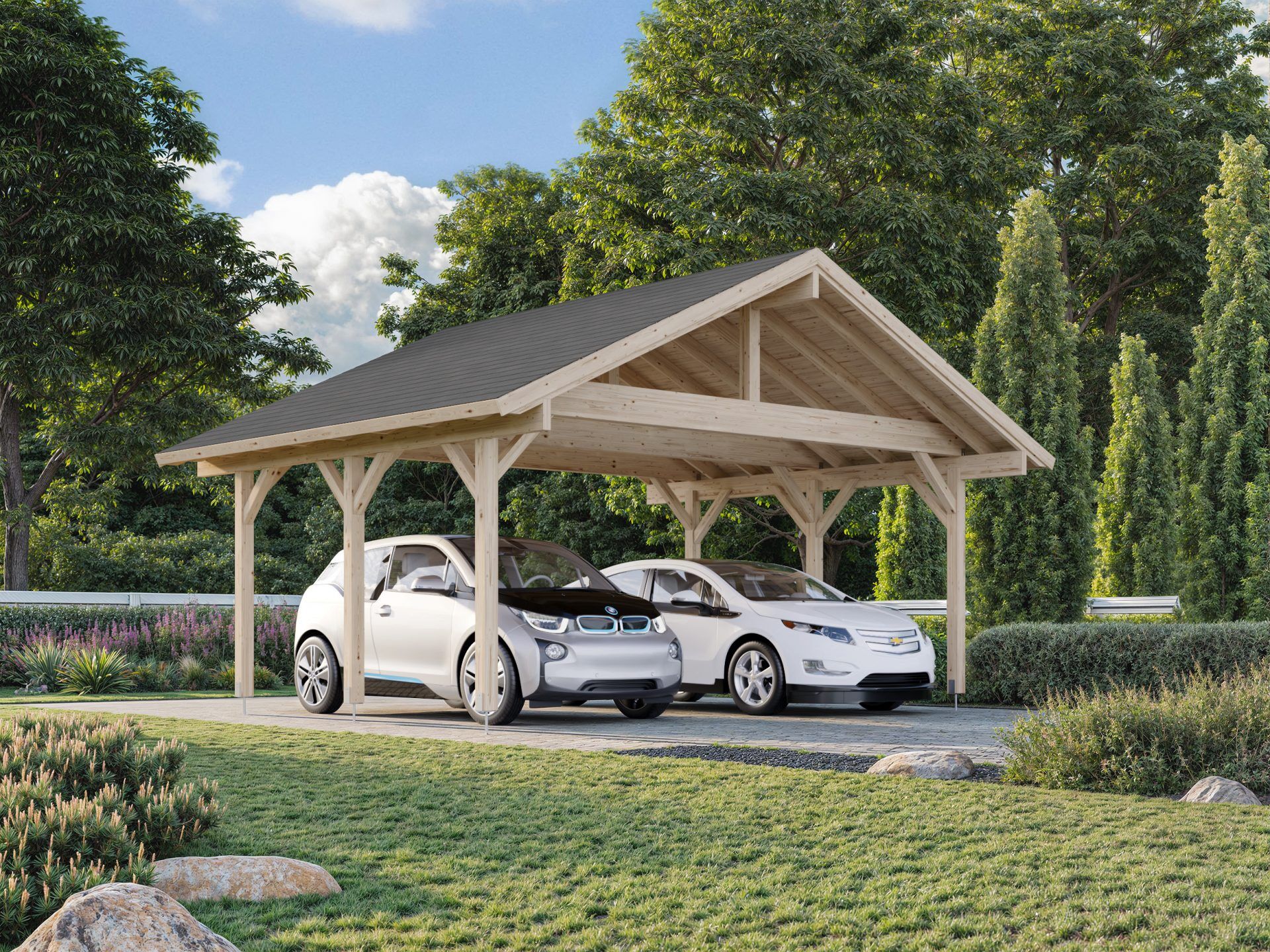 Holzcarport Doppelcarport Palmako Robert