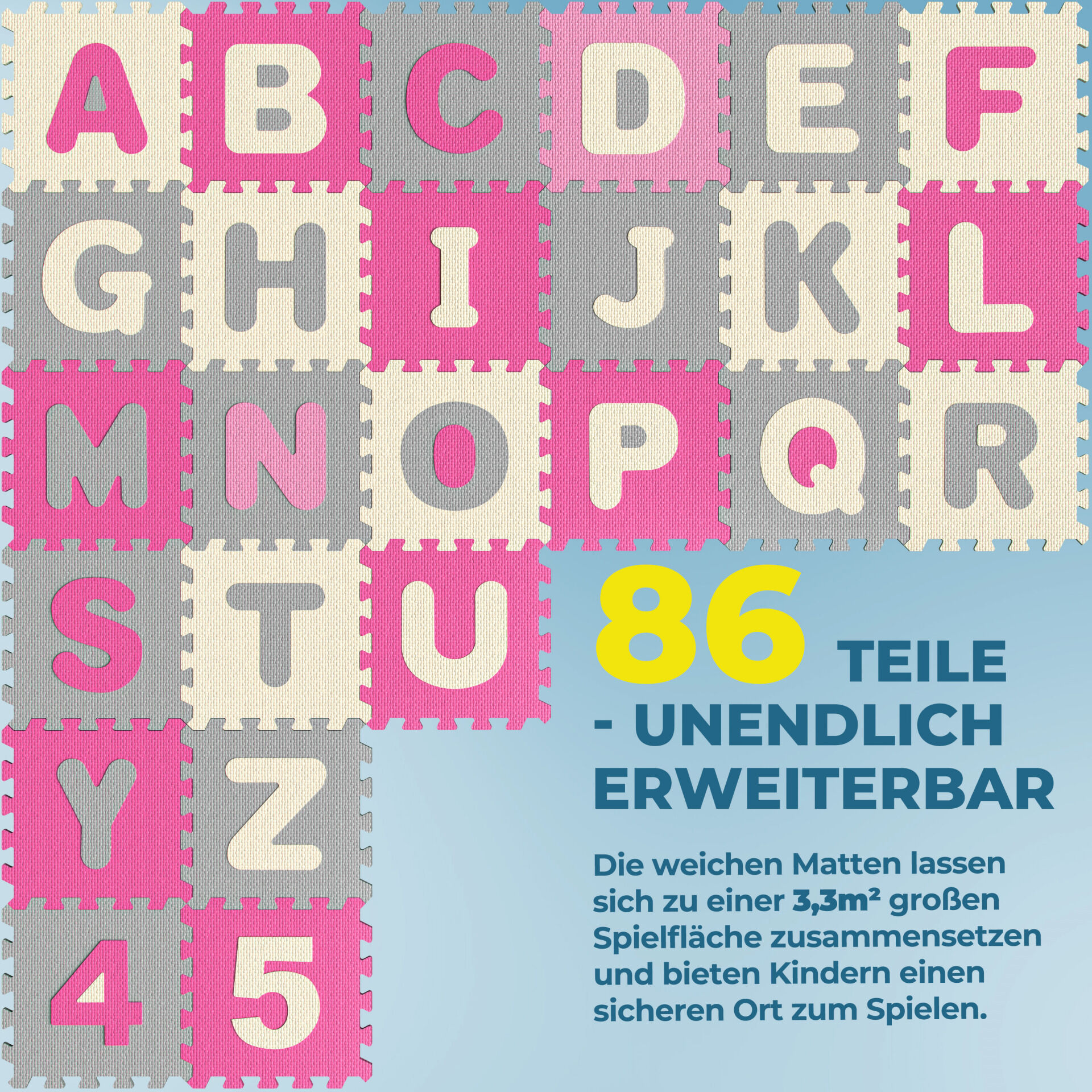 Puzzlematte 86-tlg Pink