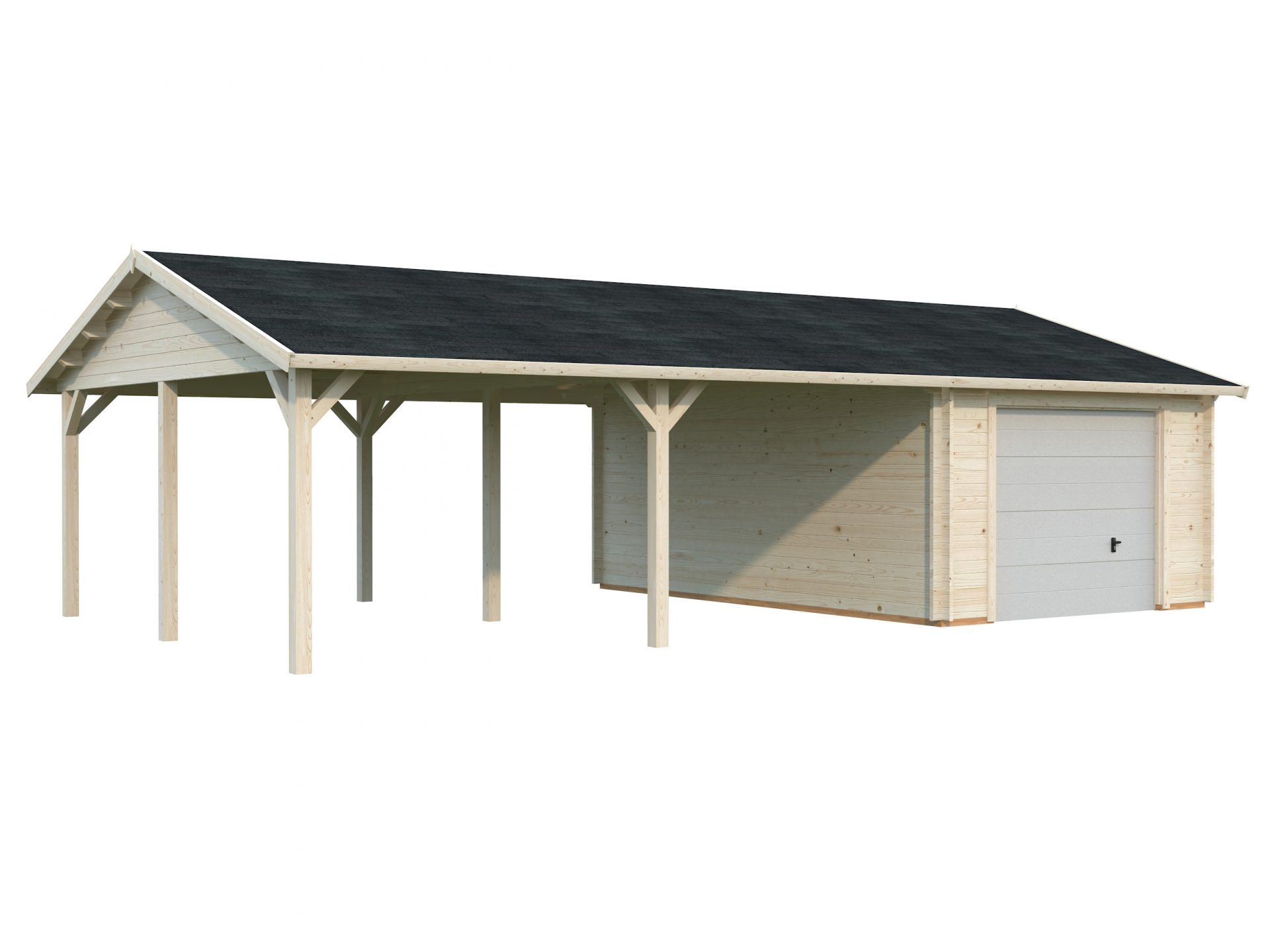 Palmako Holzgarage Roger 19,0+33,2 m2 mit Sektionaltor
