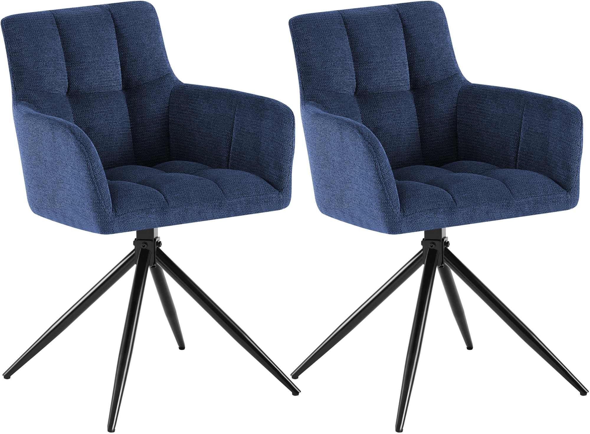 2er Set Esszimmerstuhl Jonah Stoff, dunkelblau