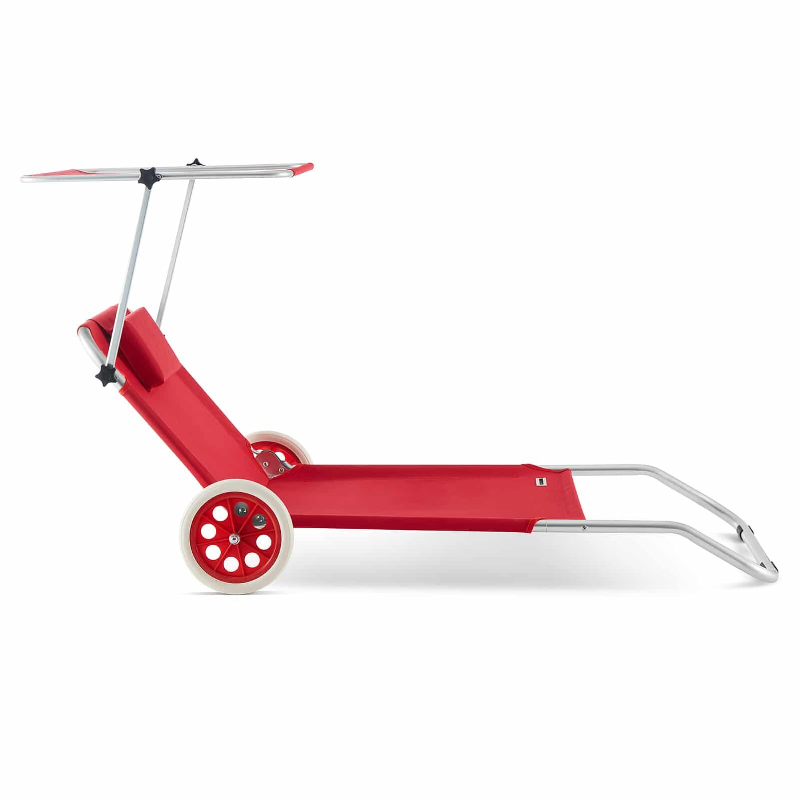 Gartenliege Kreta Rot Alu mit Rollen