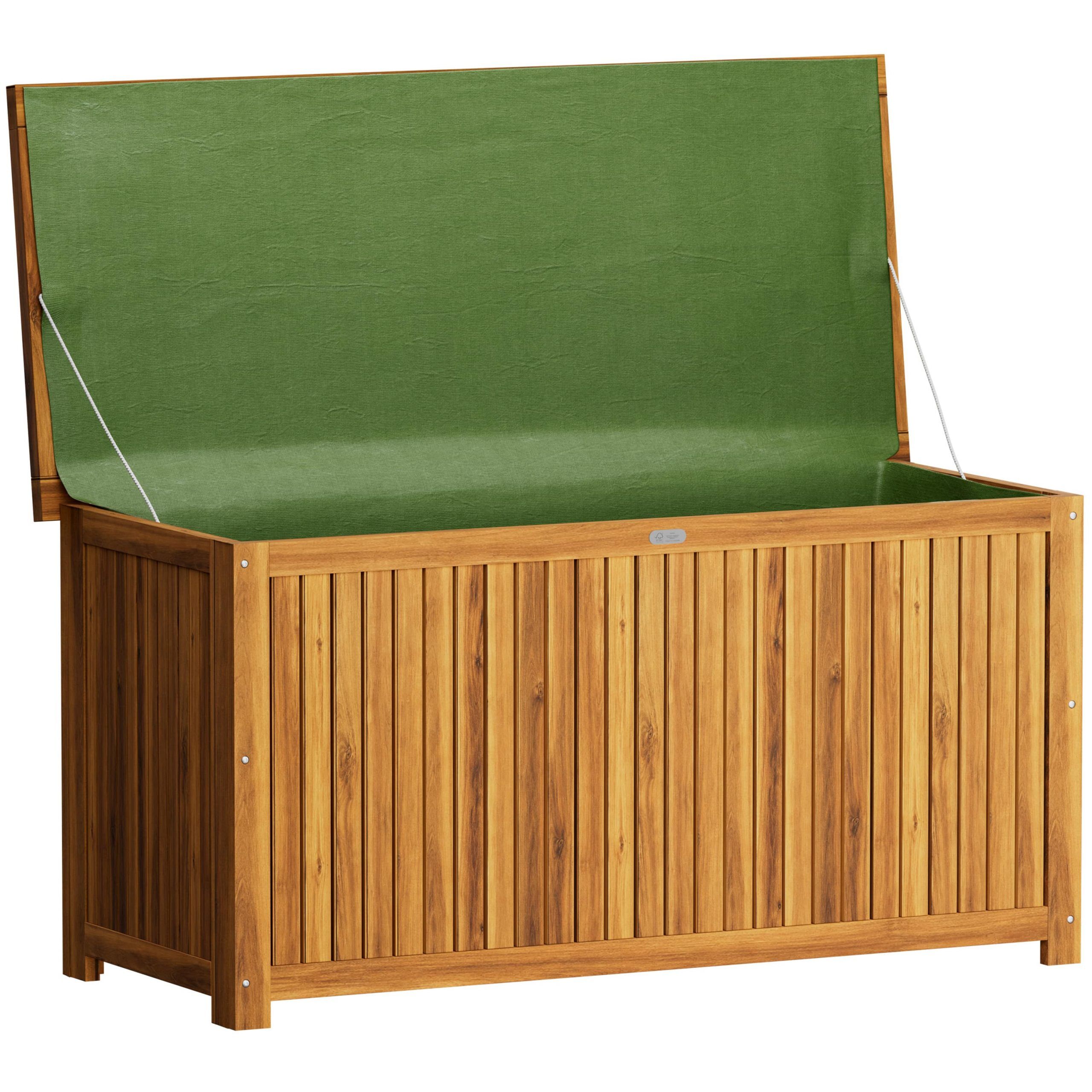 Gartenbox Akazienholz 115x50x59cm mit Innenplane wetterfest 205L