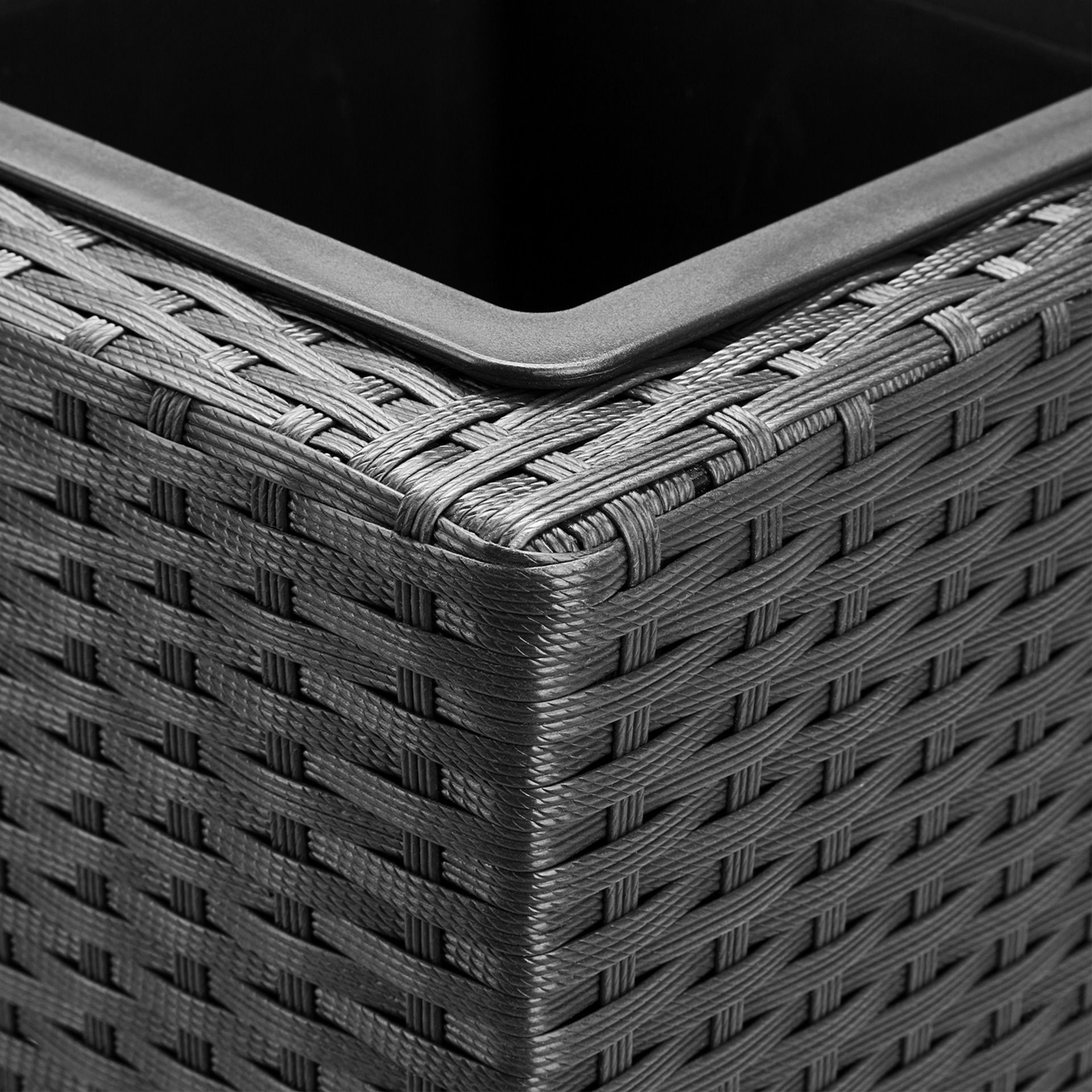 Polyrattan Blumentopf Schwarz 83x30,5x60cm