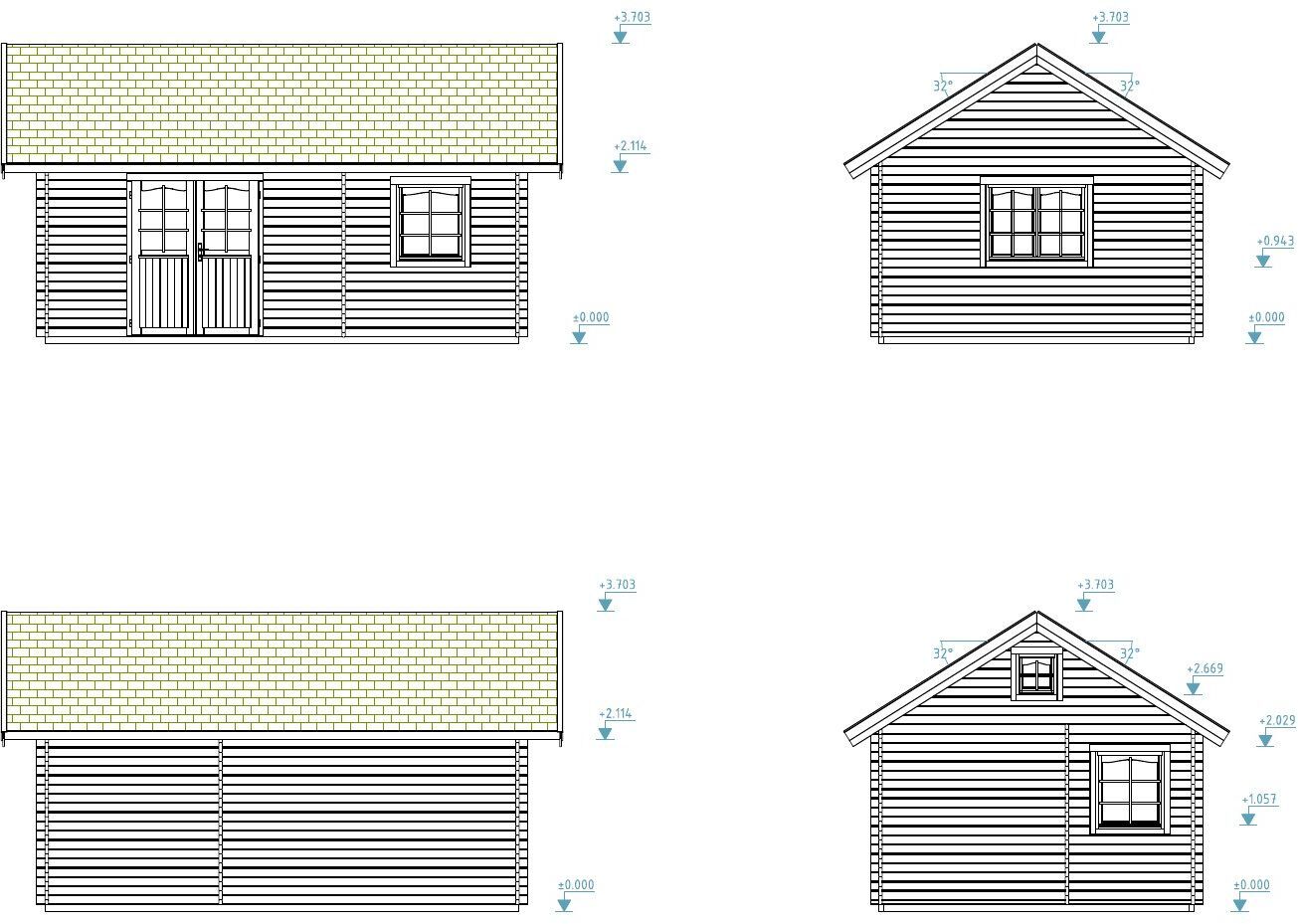 Zeichnung Palmako Ferienhaus Sandra 29,9 m²