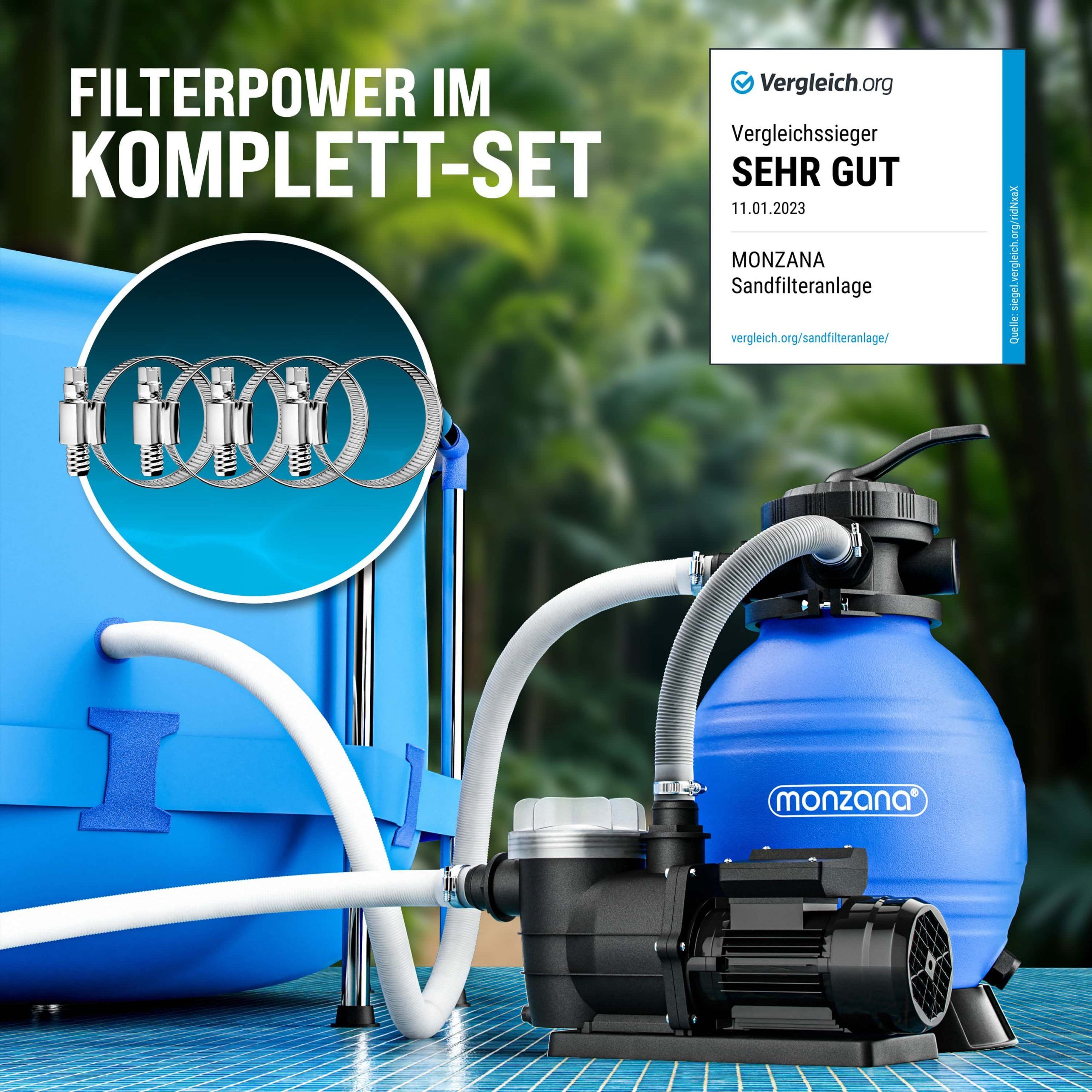 Sandfilteranlage Pool 9600 L/h mit Vorfilter 7-Wege Ventil