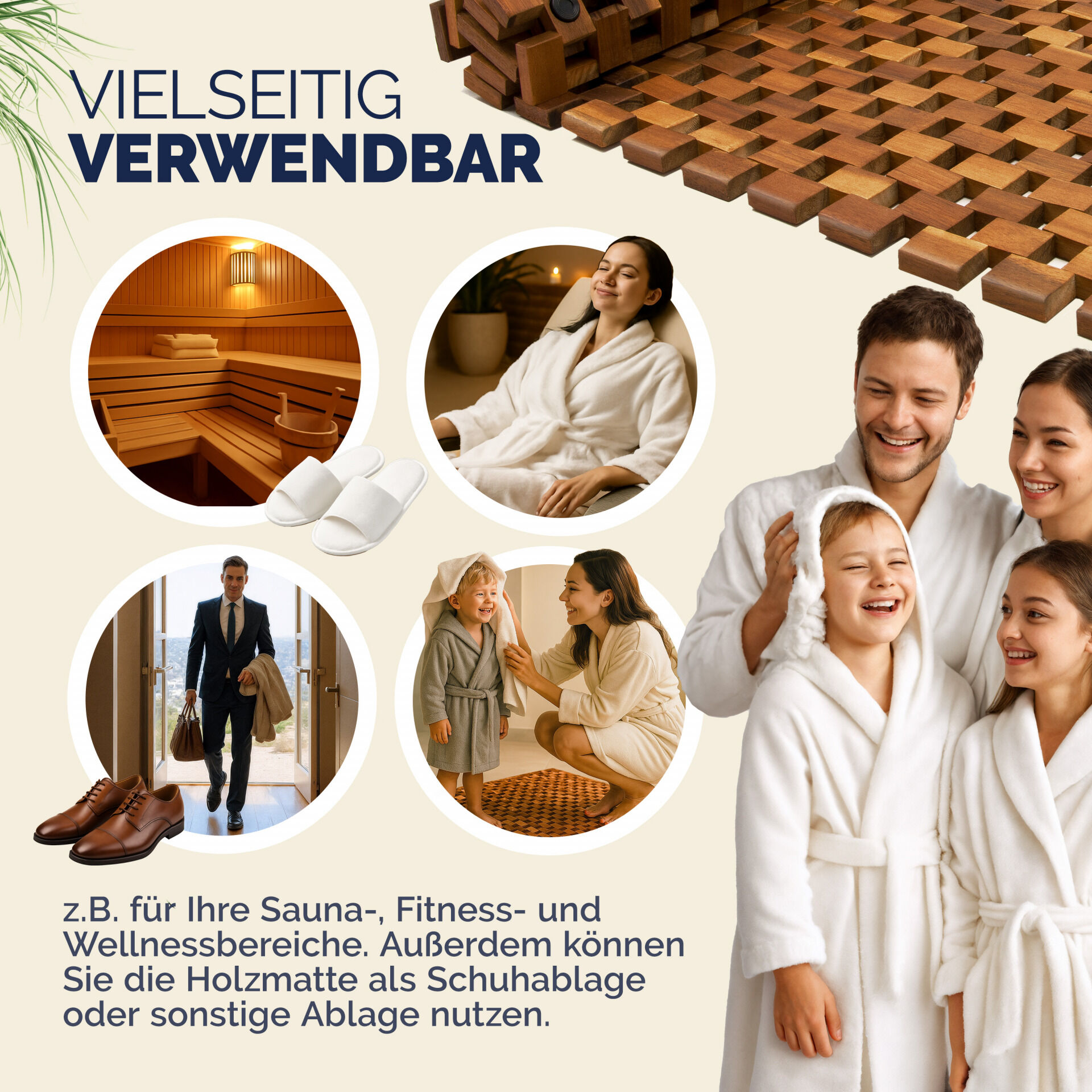 Badvorleger Holz 80x50cm FSC®-zertifiziertes Akazienholz Gummistopper